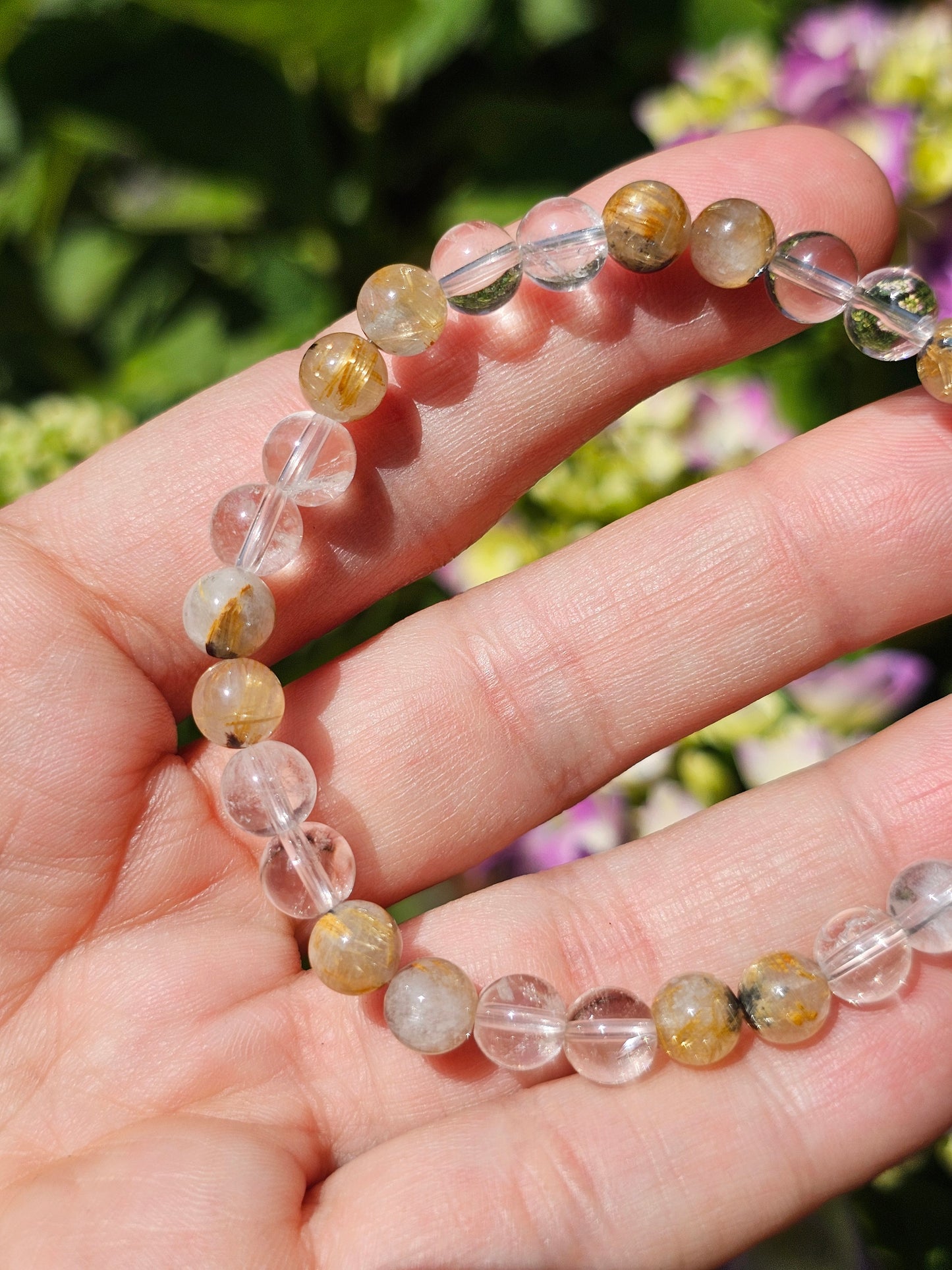 Bracelet Rutile Hématite et Cristal de roche