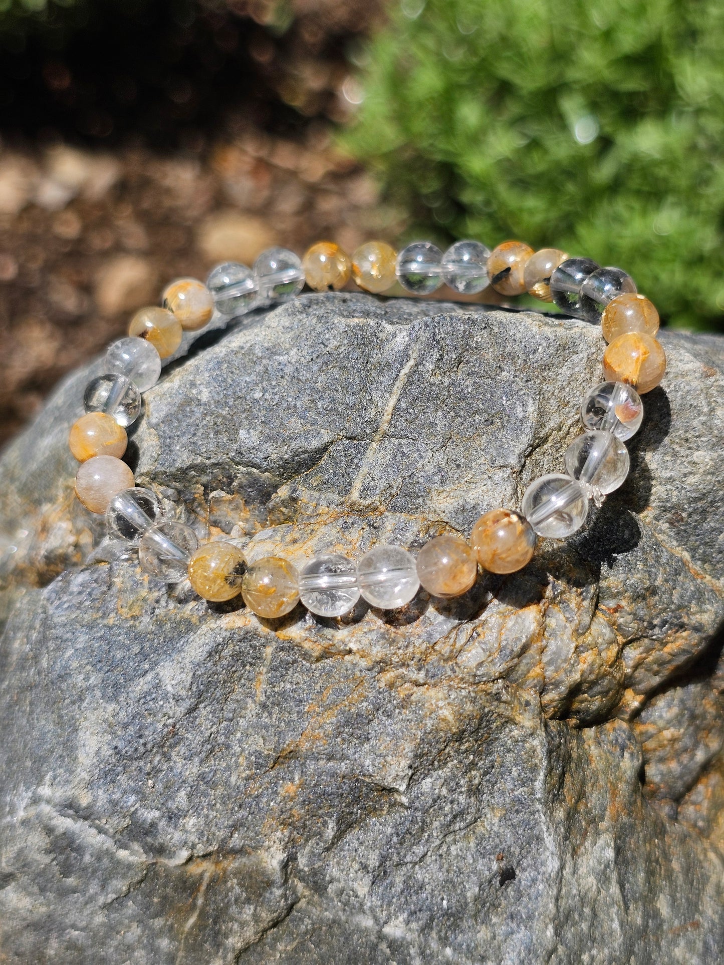 Bracelet Rutile Hématite et Cristal de roche