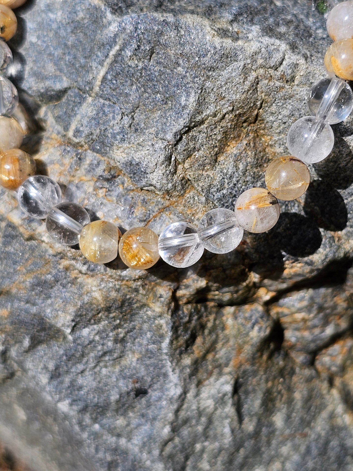 Bracelet Rutile Hématite et Cristal de roche