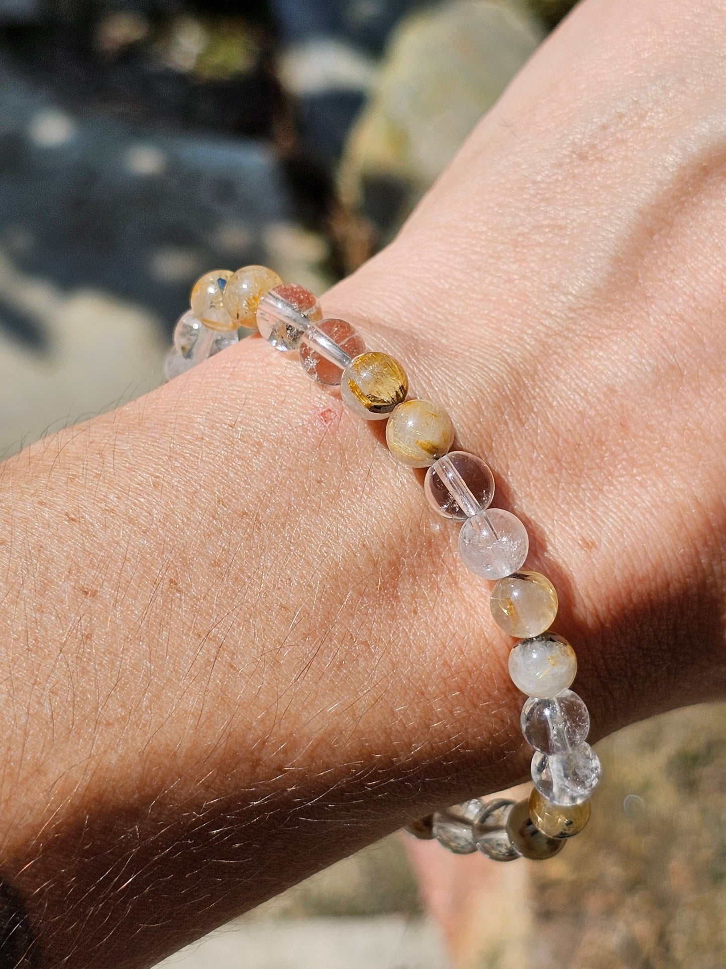 Bracelet Rutile Hématite et Cristal de roche