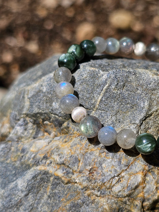 Bracelet Séraphinite, Labradorite et argent 925