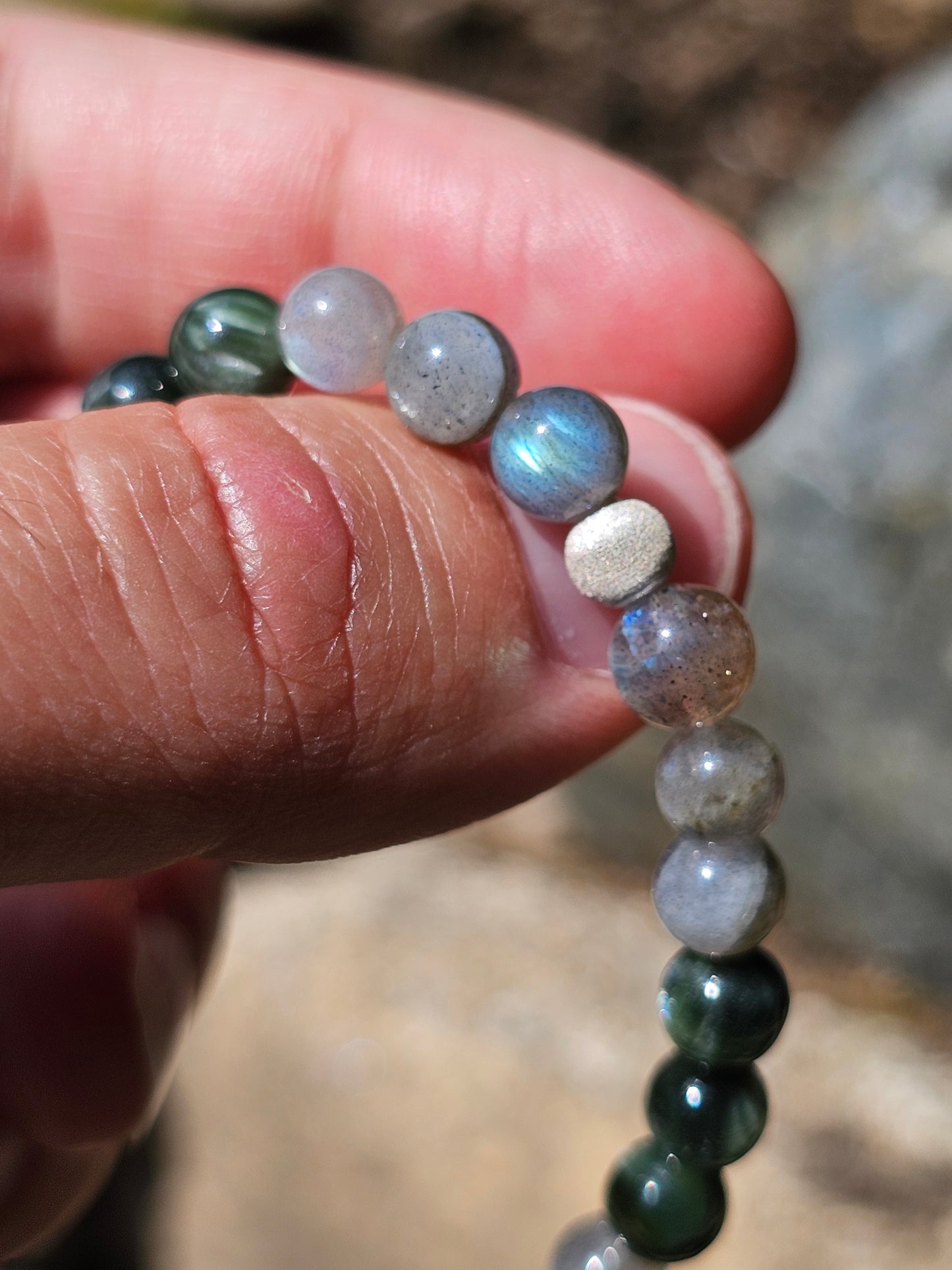 Bracelet Séraphinite, Labradorite et argent 925