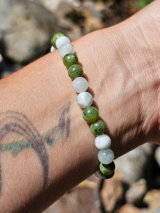 Bracelet Garniérite et jade néphrite