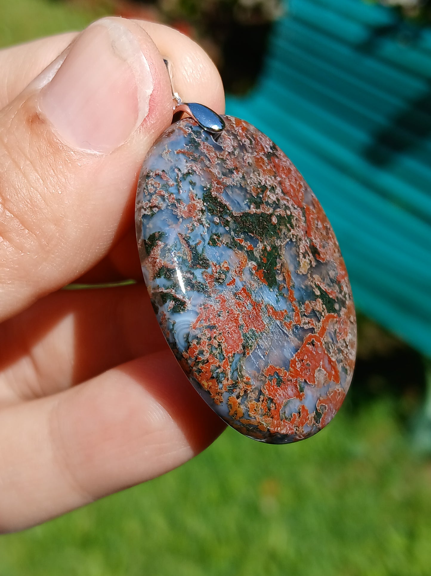 Pendentif Agate mousse rouge n°2