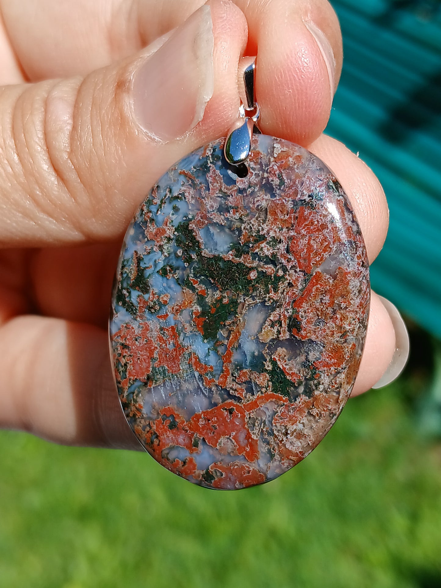 Pendentif Agate mousse rouge n°2