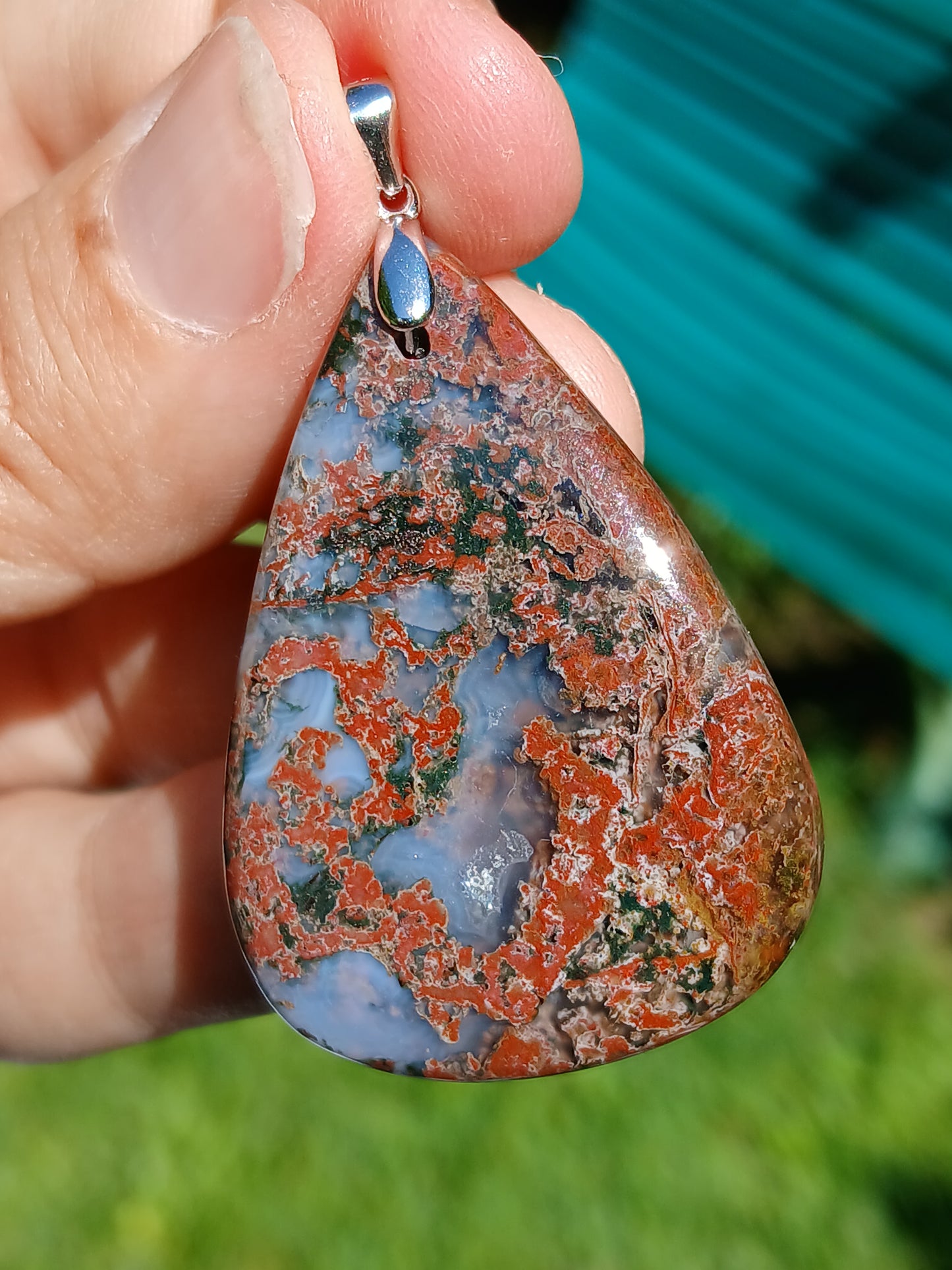 Pendentif Agate mousse rouge n°3