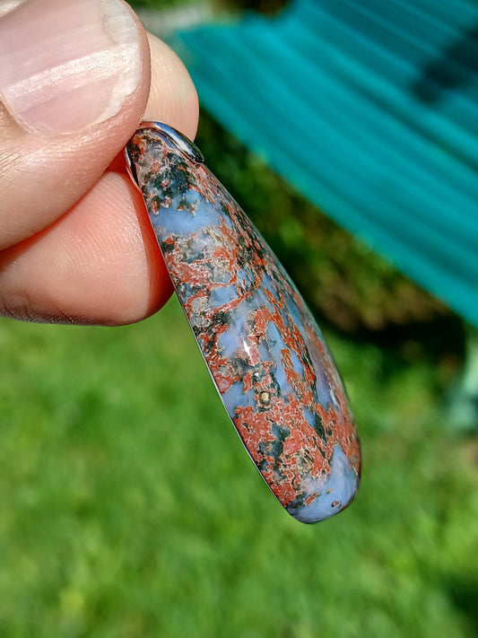 Pendentif Agate mousse rouge n°3