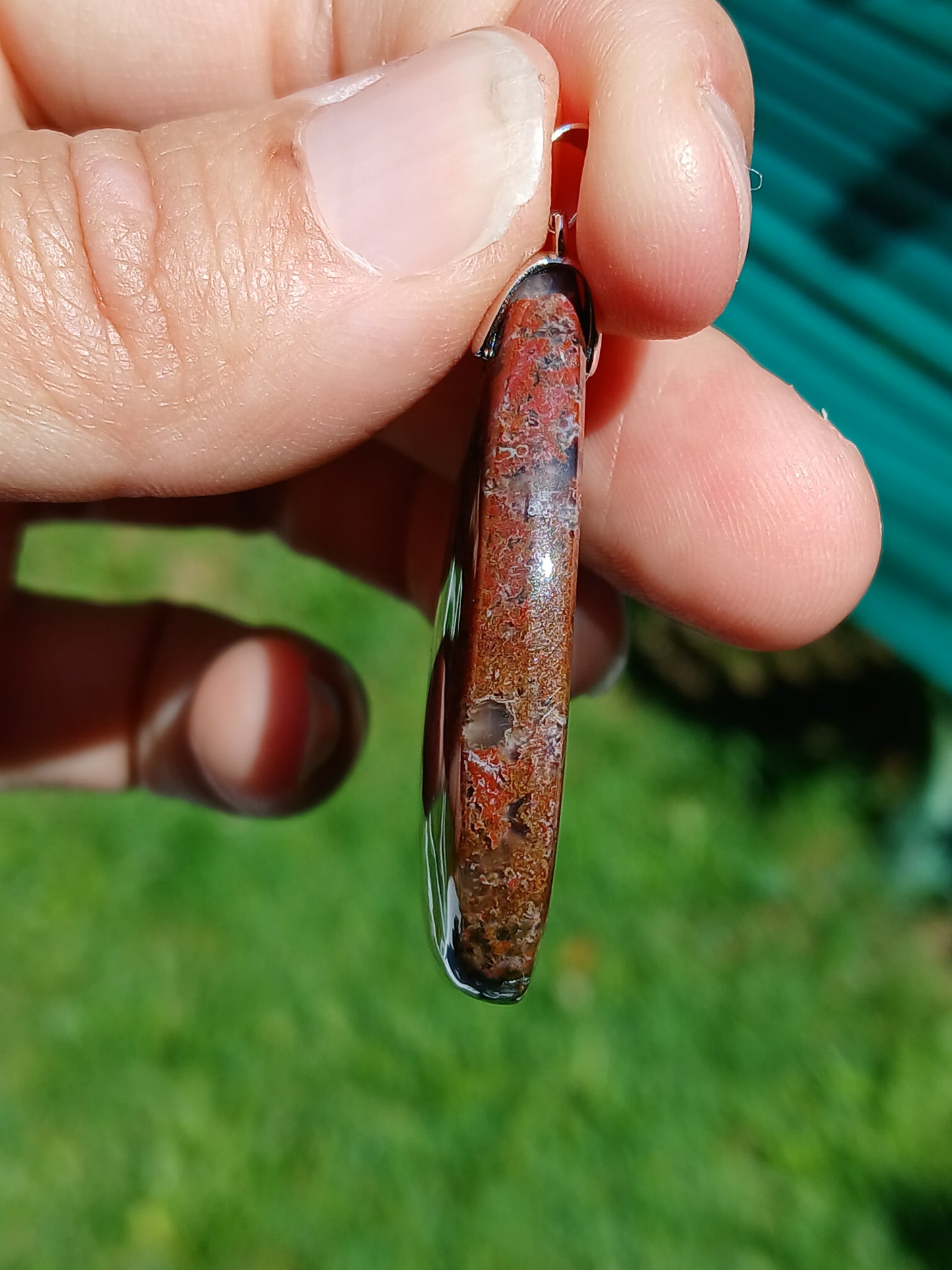 Pendentif Agate mousse rouge n°3