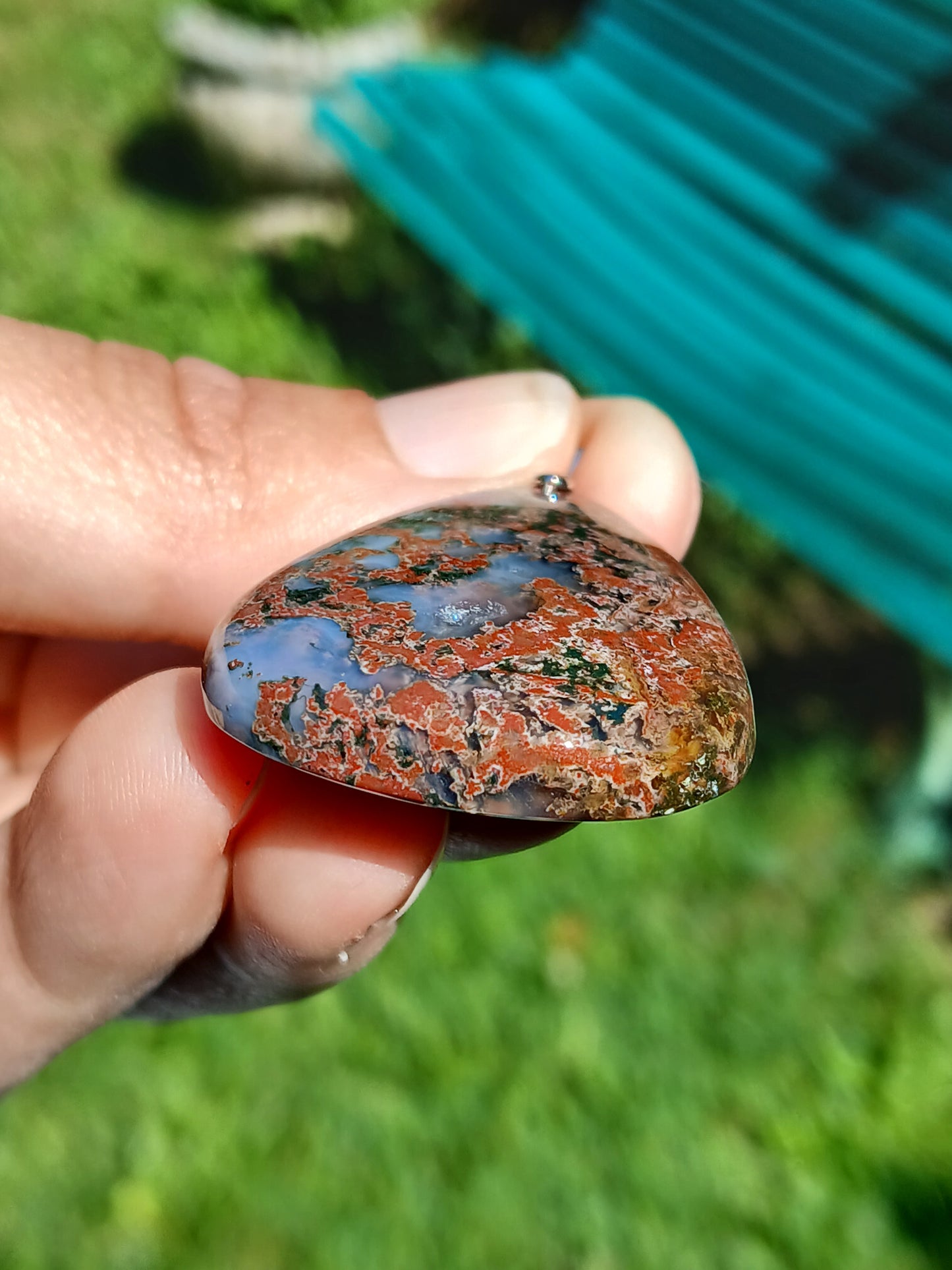 Pendentif Agate mousse rouge n°3