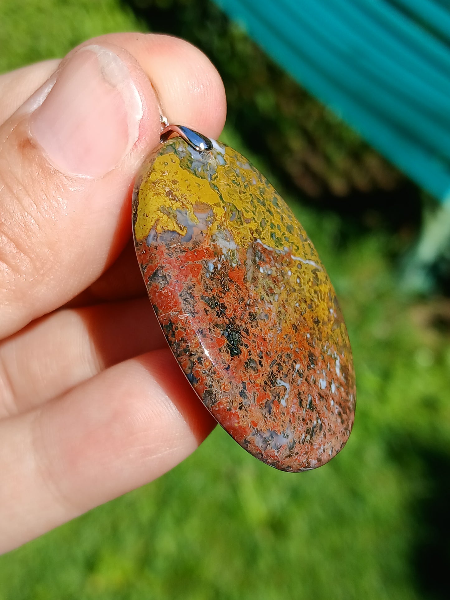 Pendentif Agate mousse rouge n°4