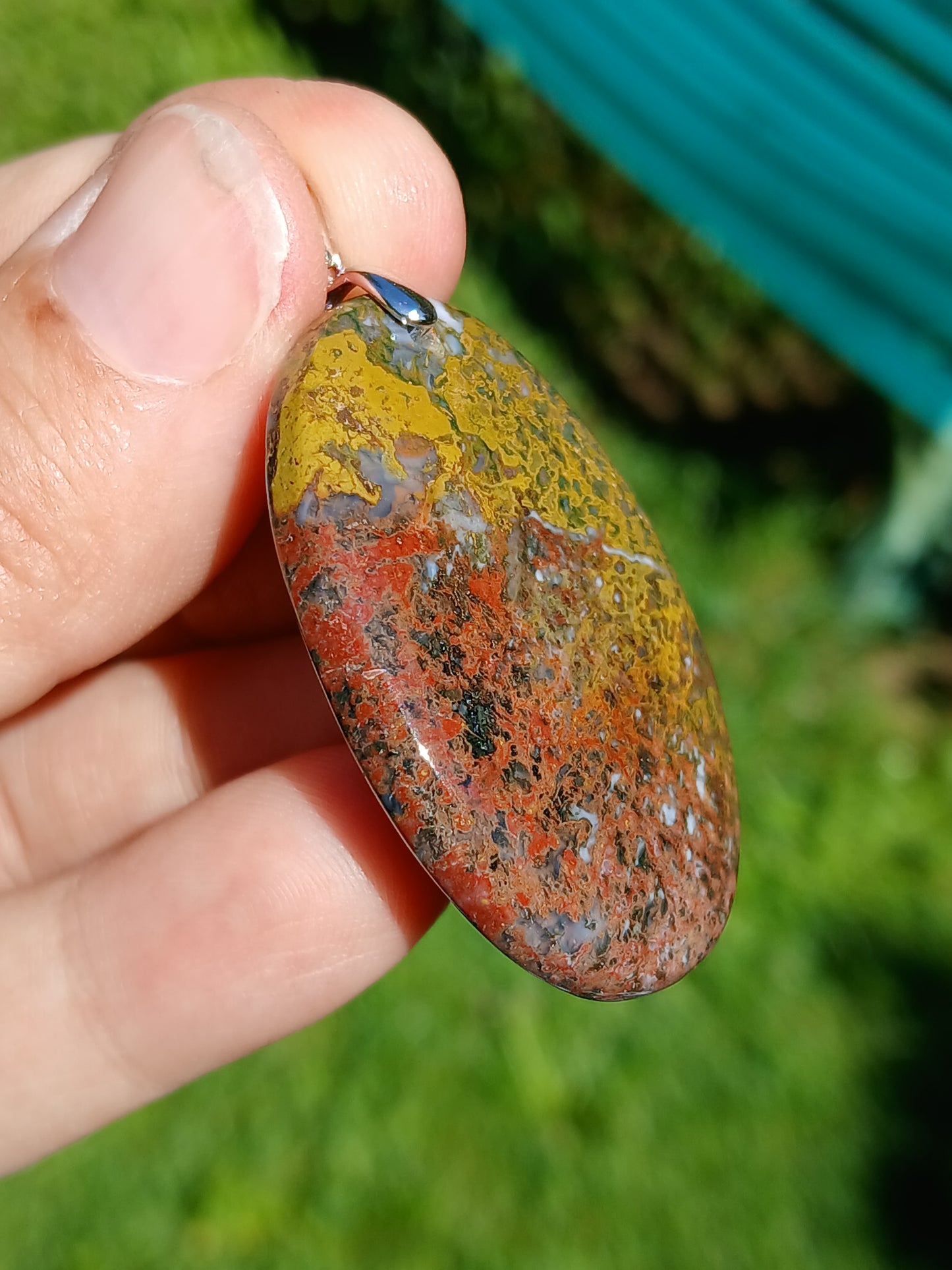 Pendentif Agate mousse rouge n°4