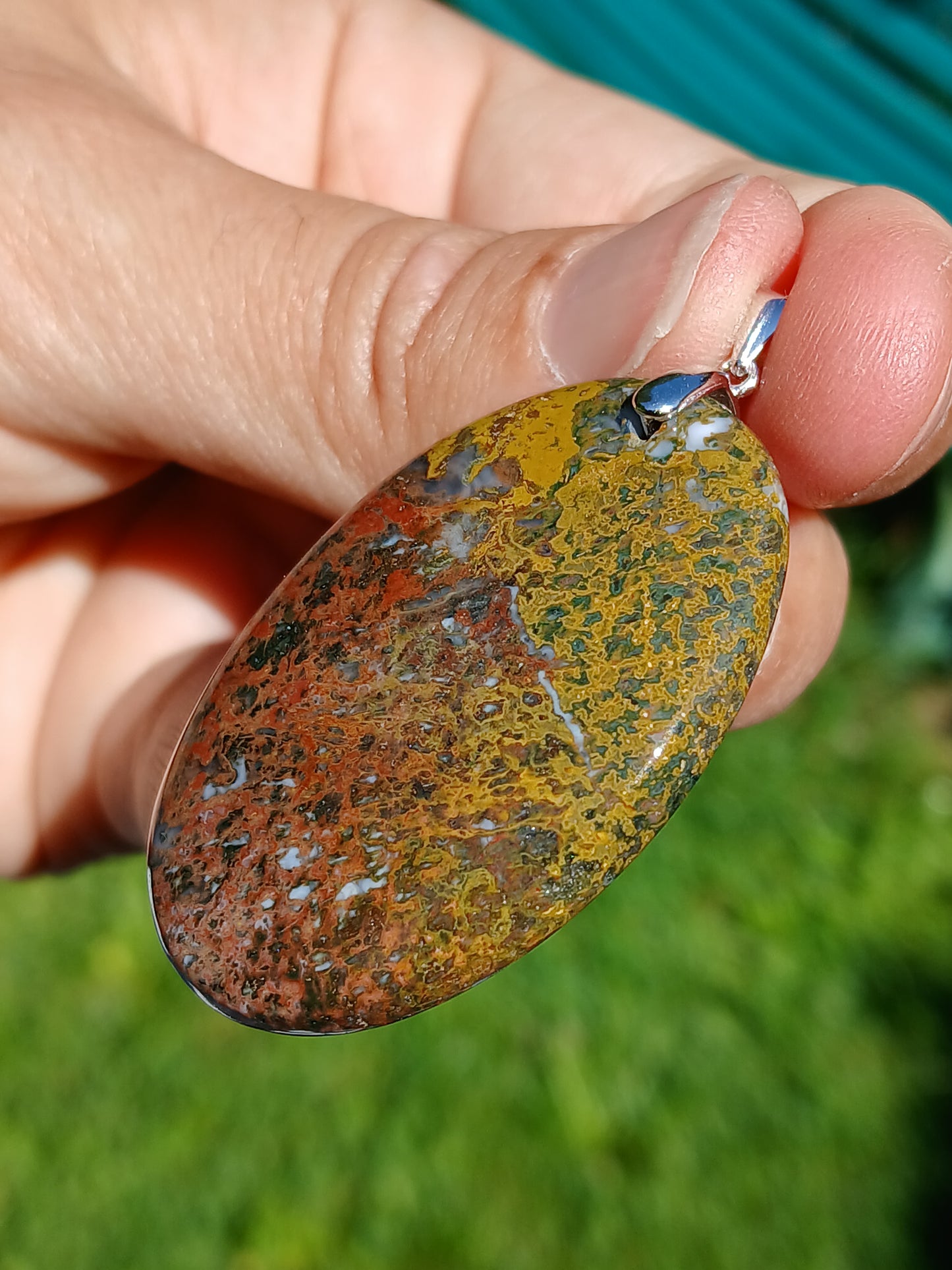 Pendentif Agate mousse rouge n°4