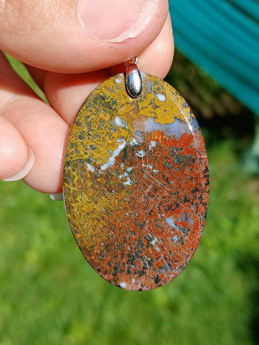 Pendentif Agate mousse rouge n°4