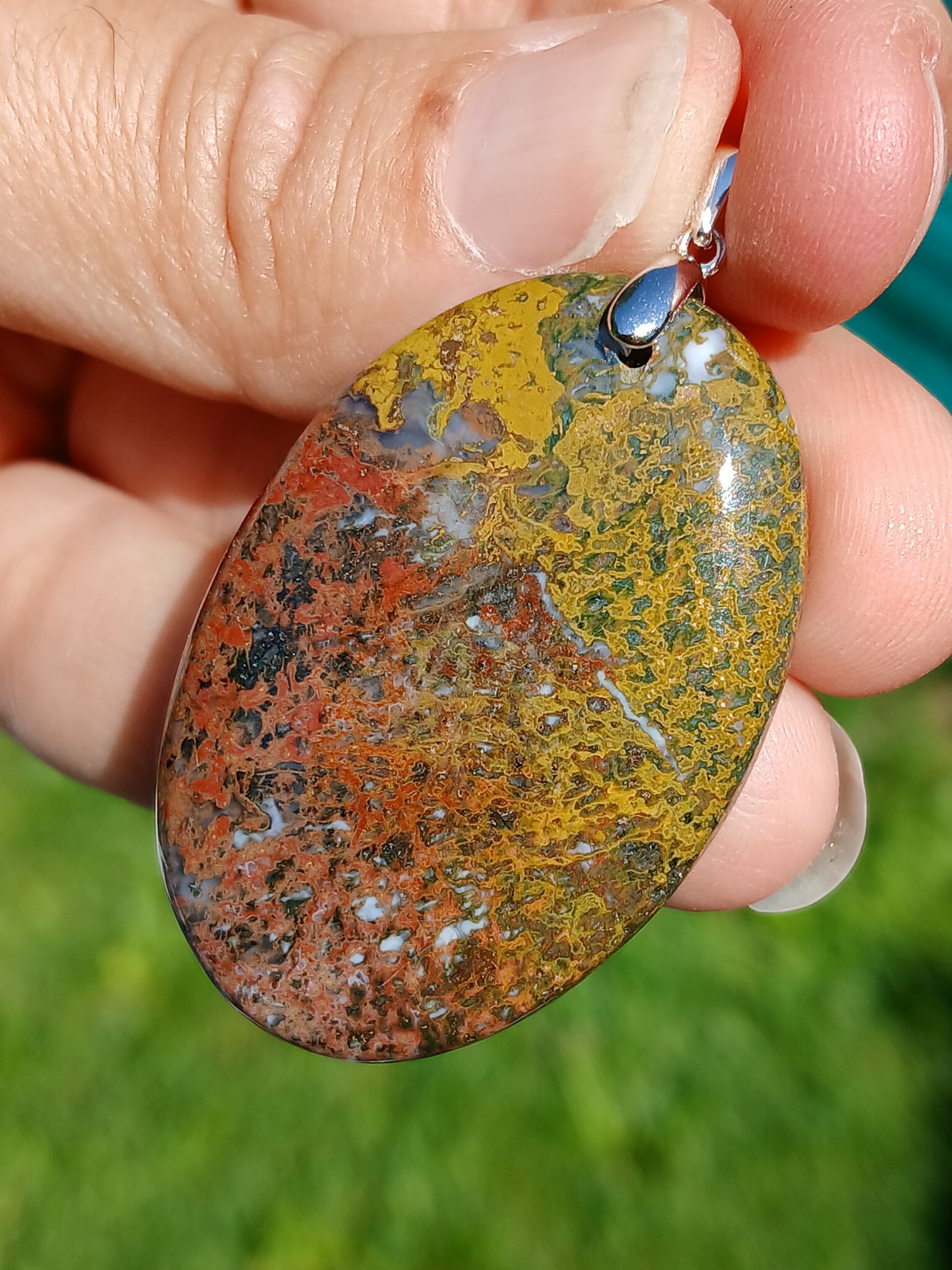 Pendentif Agate mousse rouge n°4
