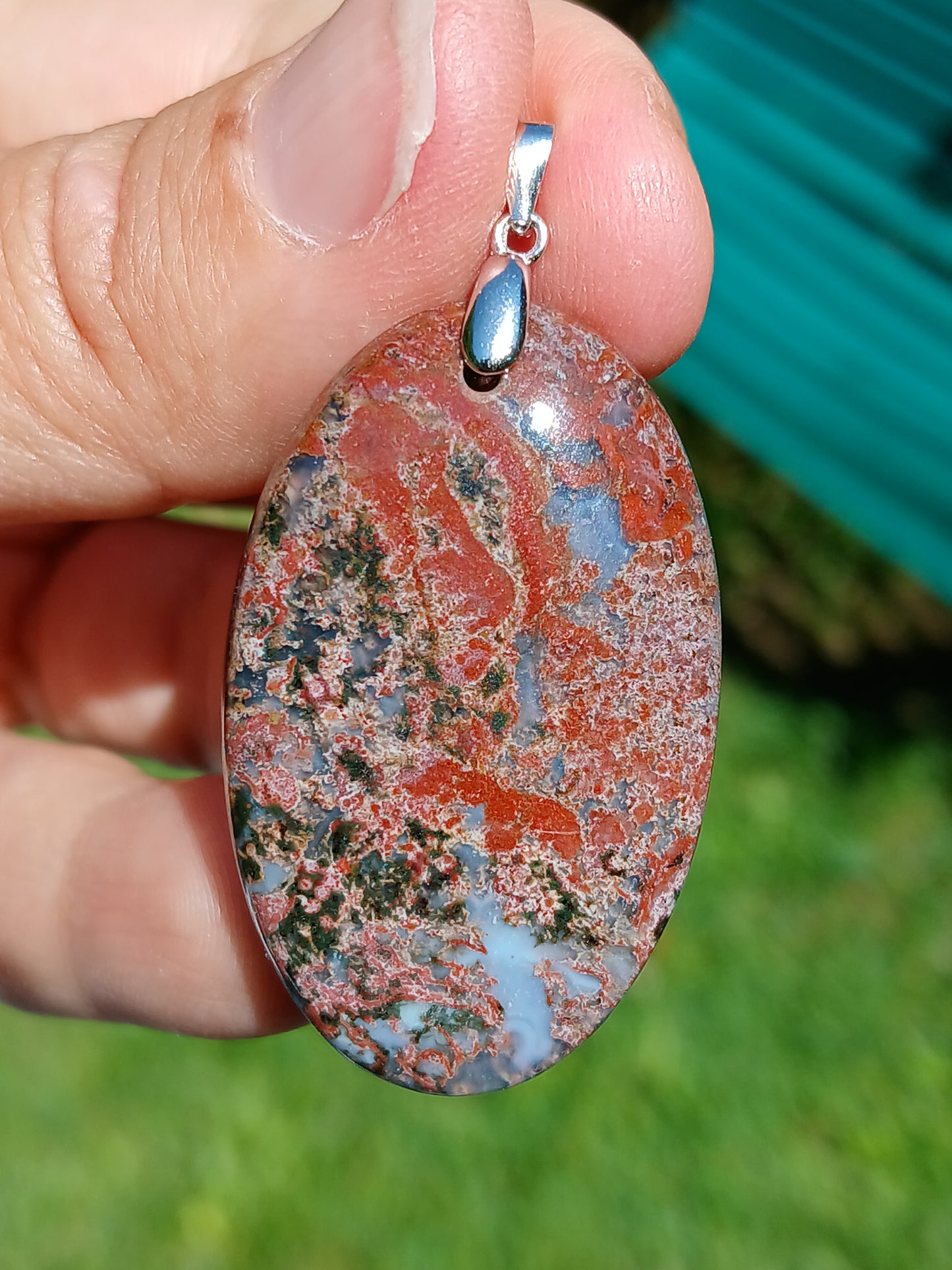 Pendentif Agate mousse rouge n°5