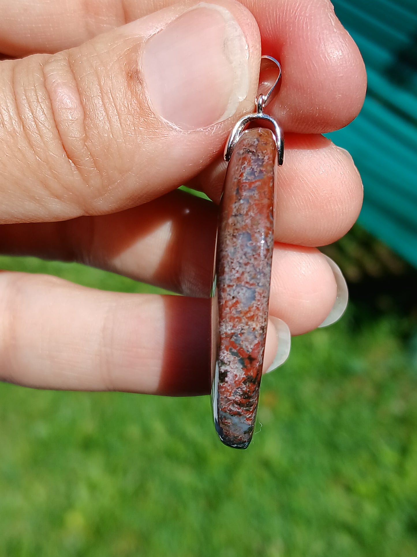 Pendentif Agate mousse rouge n°5