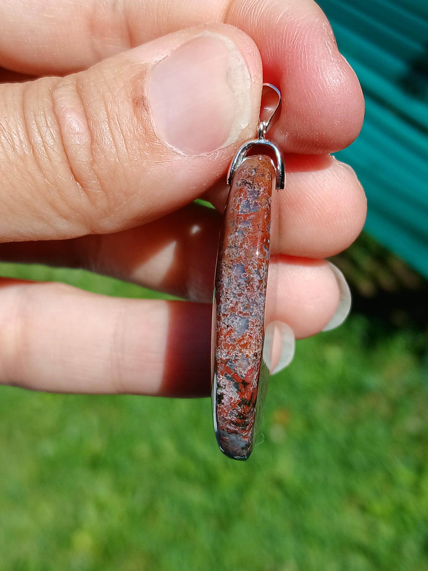 Pendentif Agate mousse rouge n°5