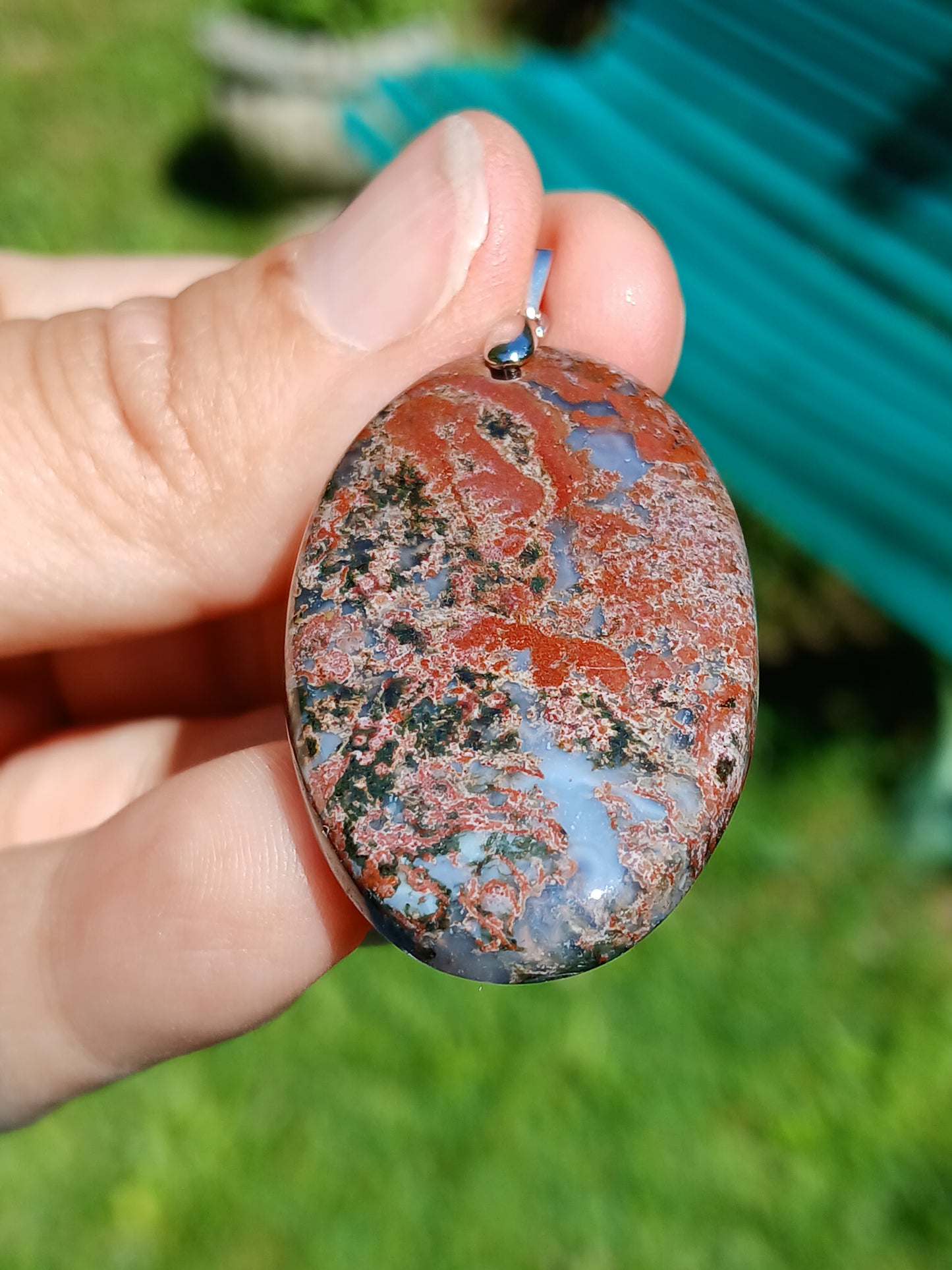 Pendentif Agate mousse rouge n°5