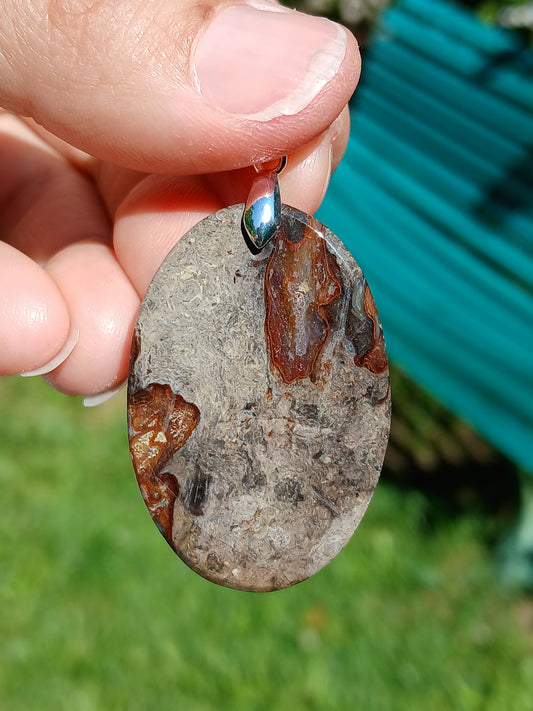 Pendentif Agate mousse rouge n°6