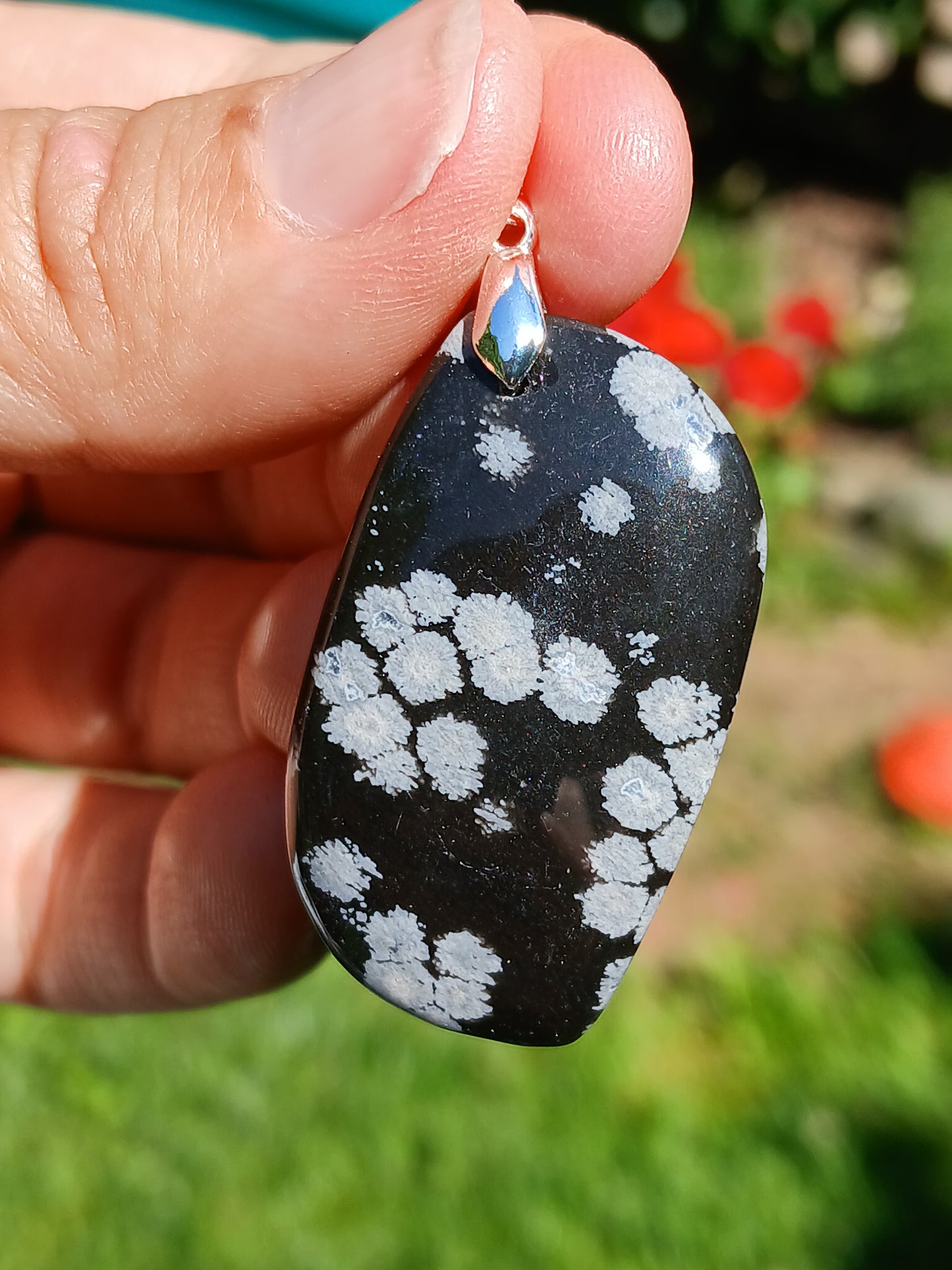 Pendentif Obsidienne flocons de neige n°1