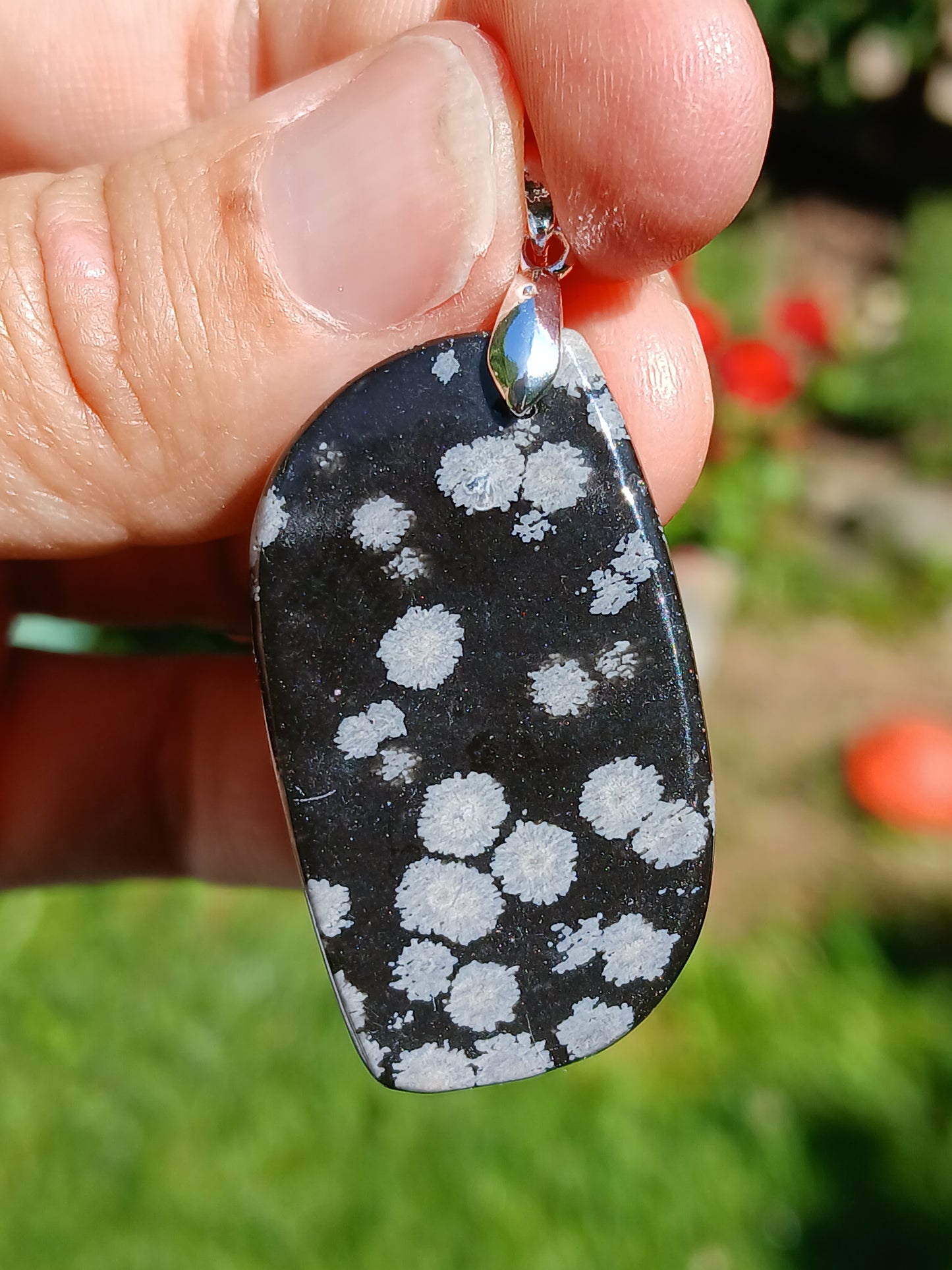 Pendentif Obsidienne flocons de neige n°1
