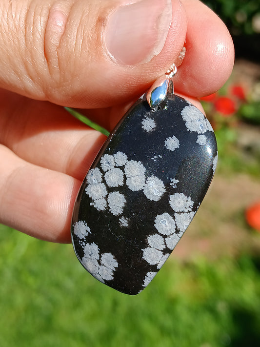 Pendentif Obsidienne flocons de neige n°1