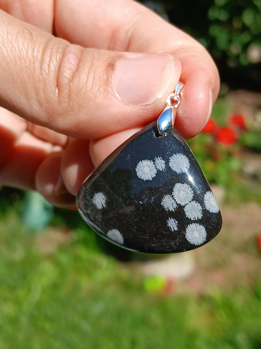 Pendentif Obsidienne flocons de neige n°2