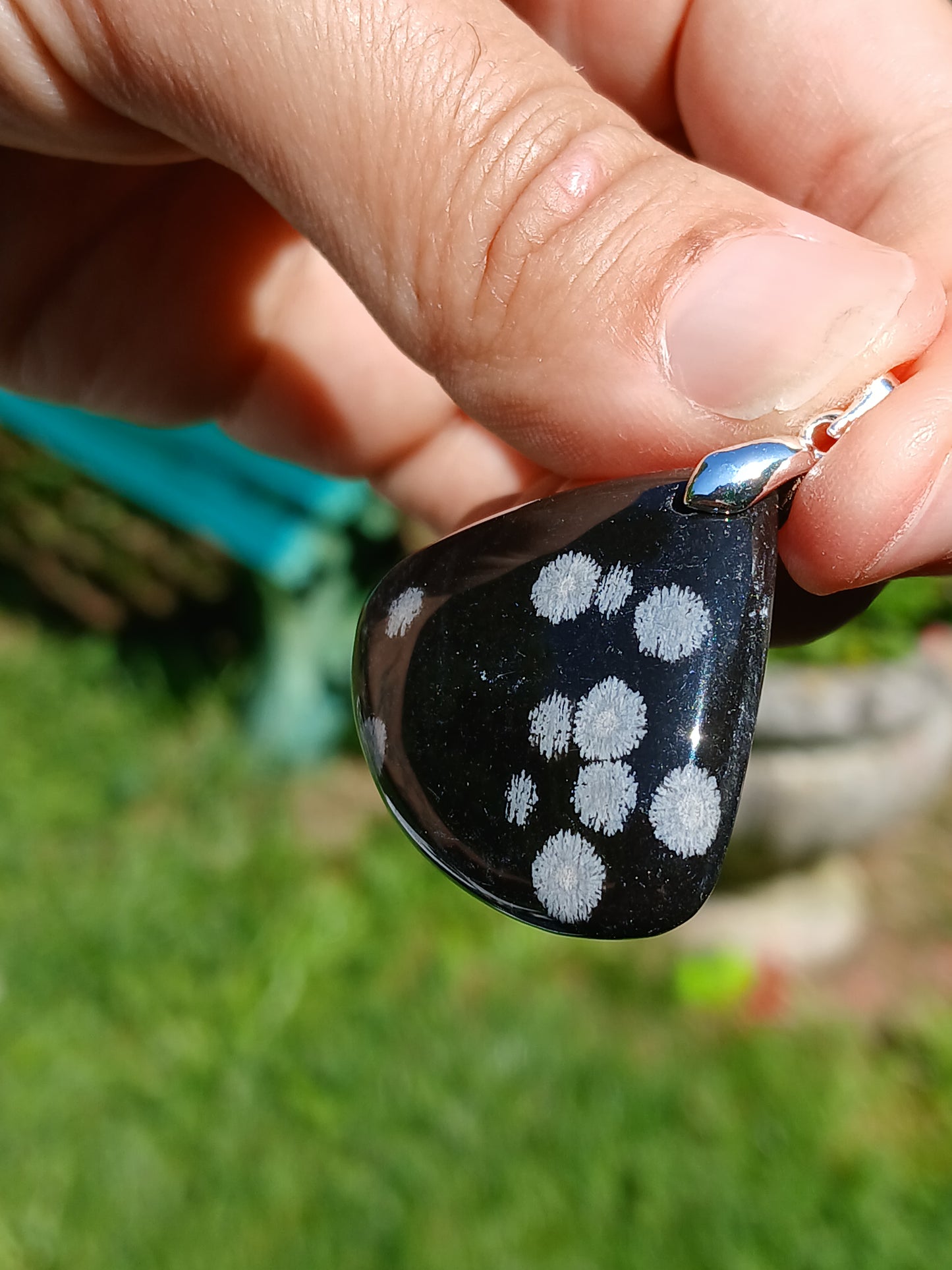 Pendentif Obsidienne flocons de neige n°2