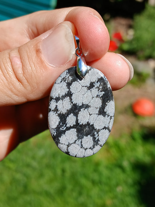 Pendentif Obsidienne flocons de neige n°3