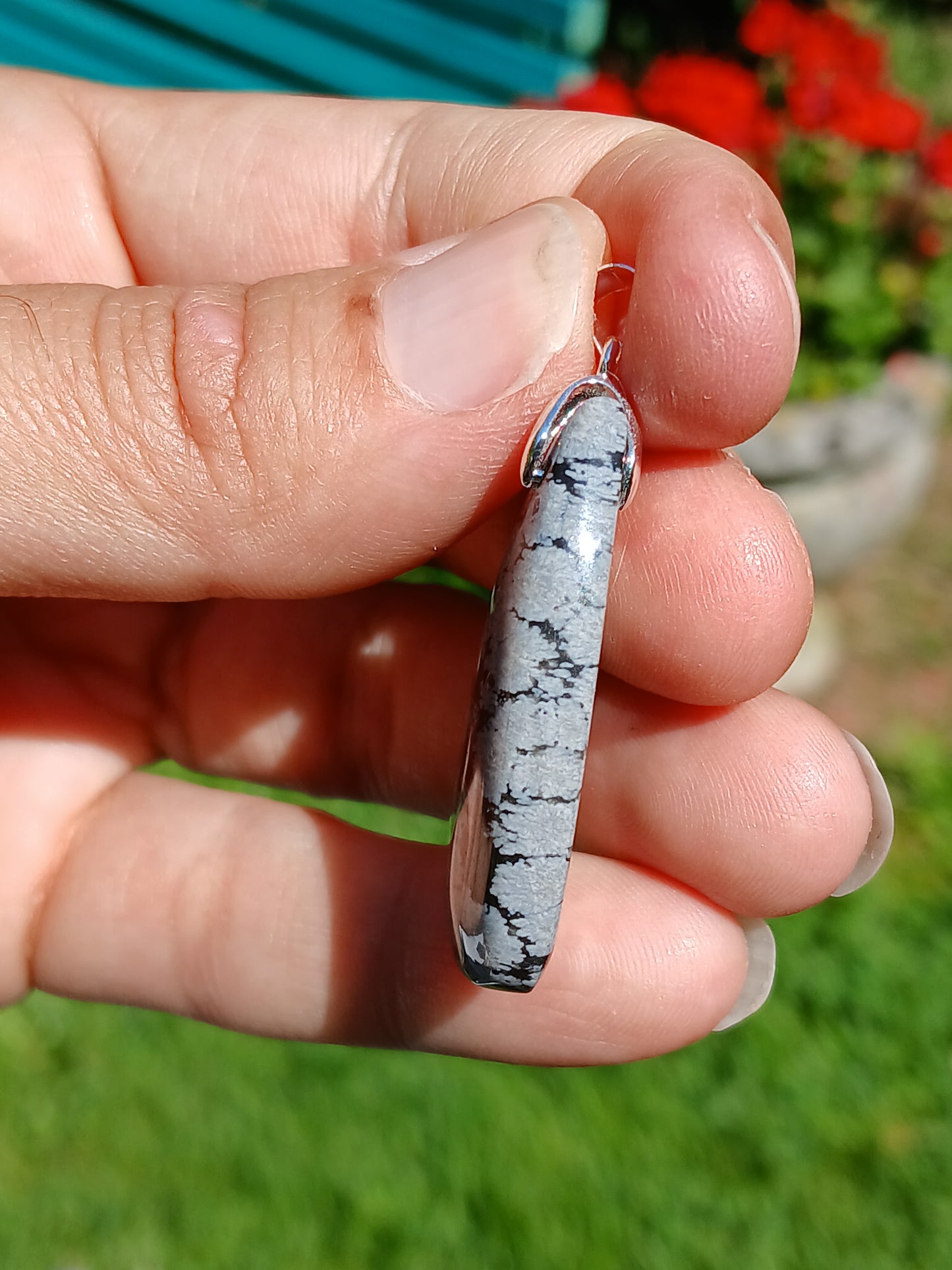 Pendentif Obsidienne flocons de neige n°4