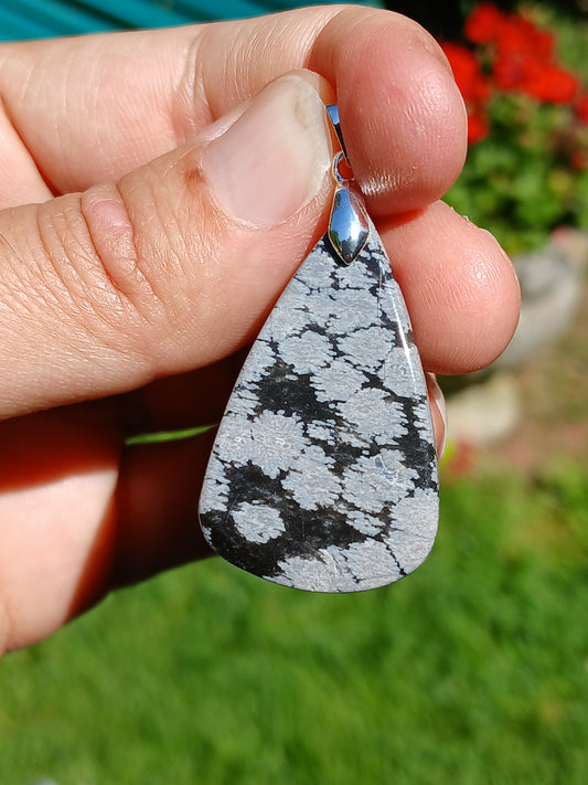 Pendentif Obsidienne flocons de neige n°4