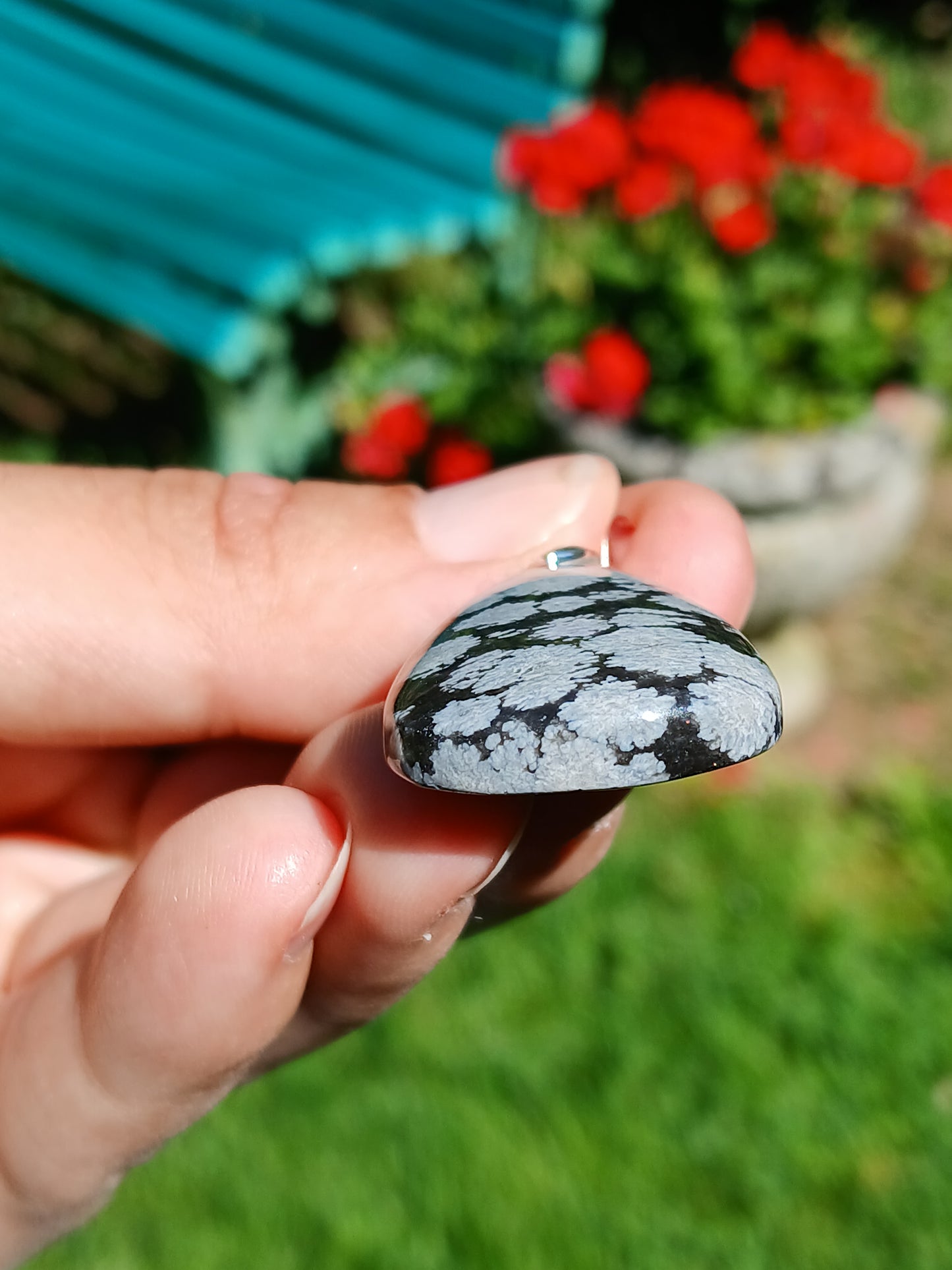 Pendentif Obsidienne flocons de neige n°4