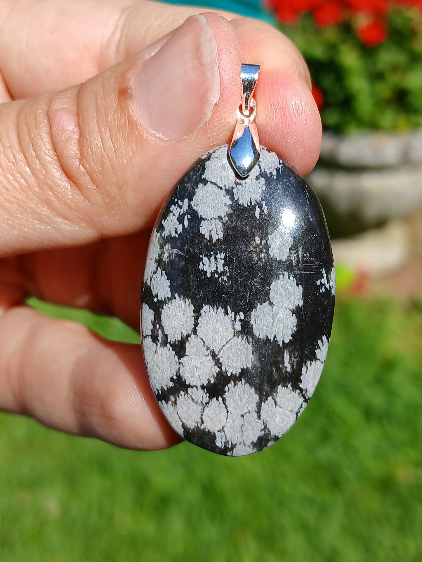 Pendentif Obsidienne flocons de neige n°6
