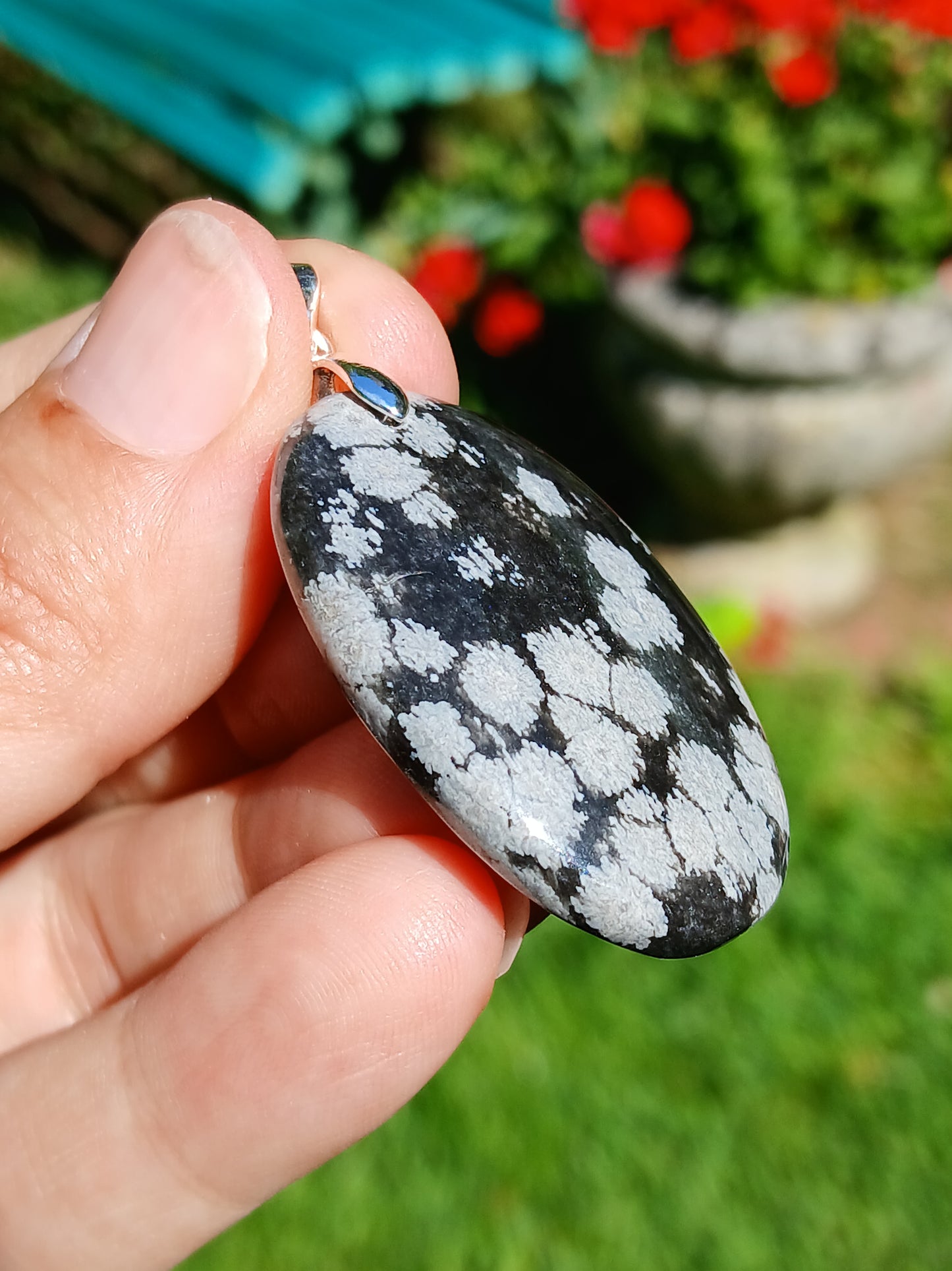 Pendentif Obsidienne flocons de neige n°6