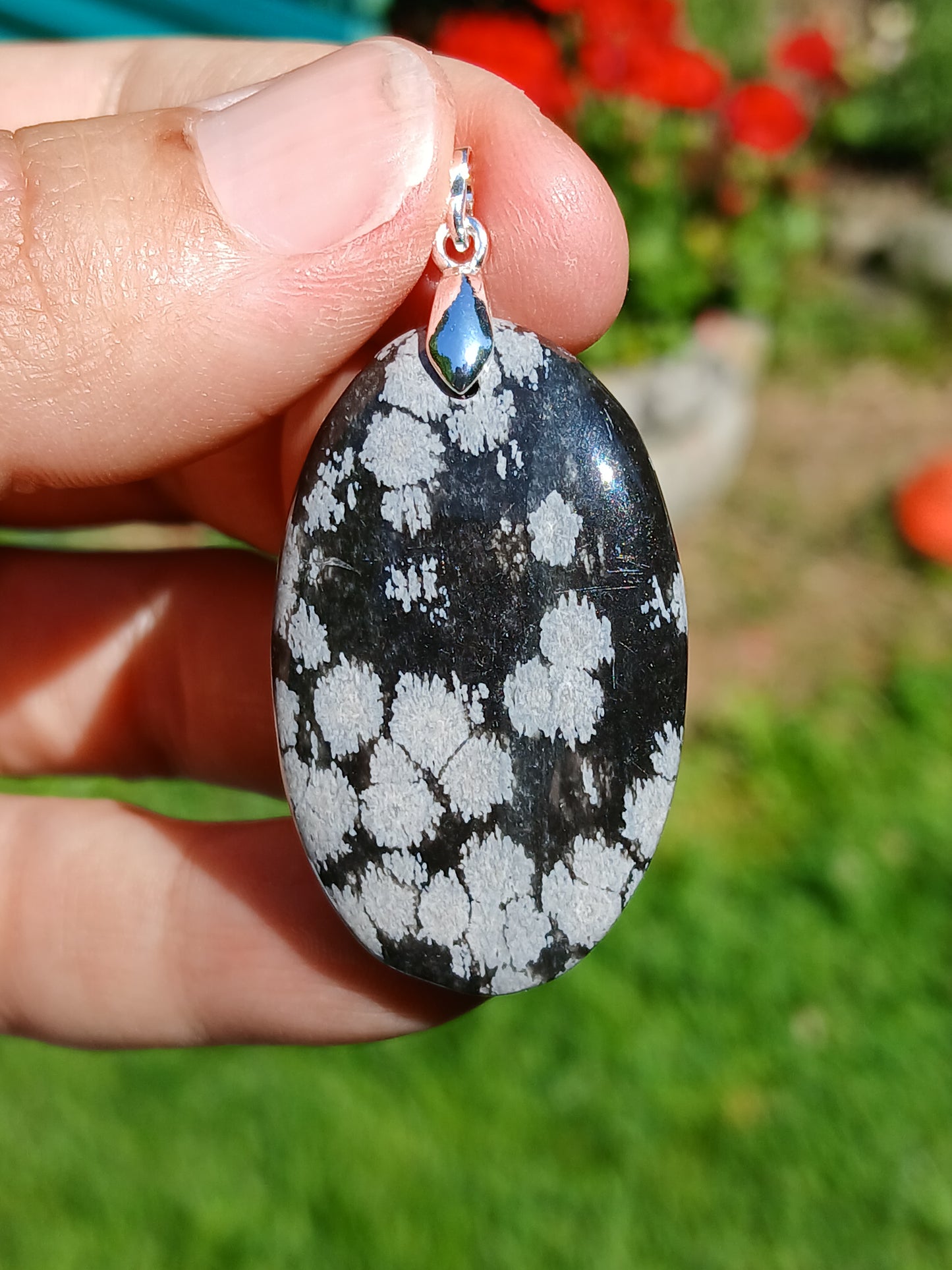 Pendentif Obsidienne flocons de neige n°6