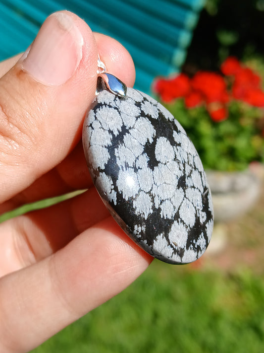 Pendentif Obsidienne flocons de neige n°7