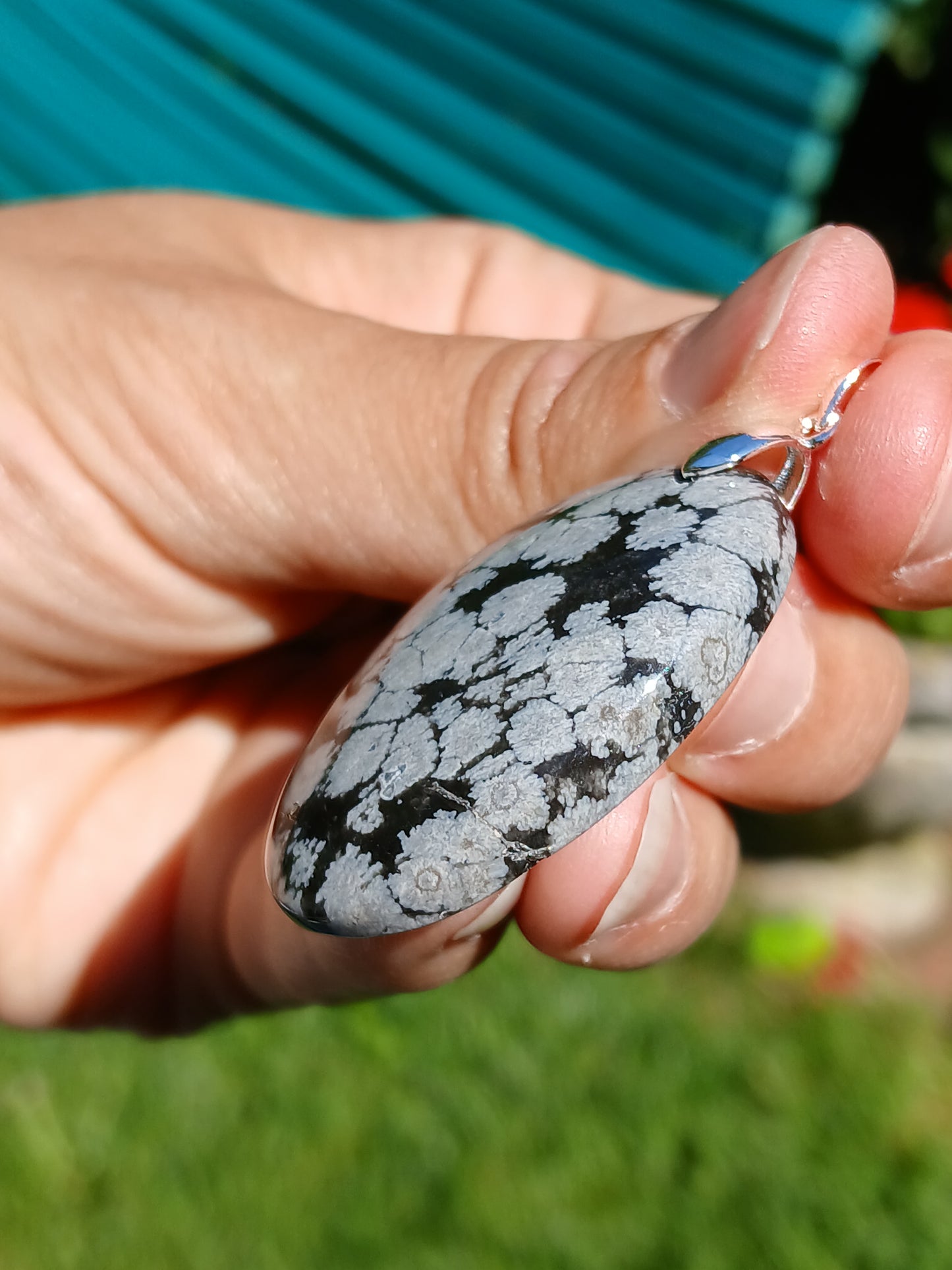 Pendentif Obsidienne flocons de neige n°7