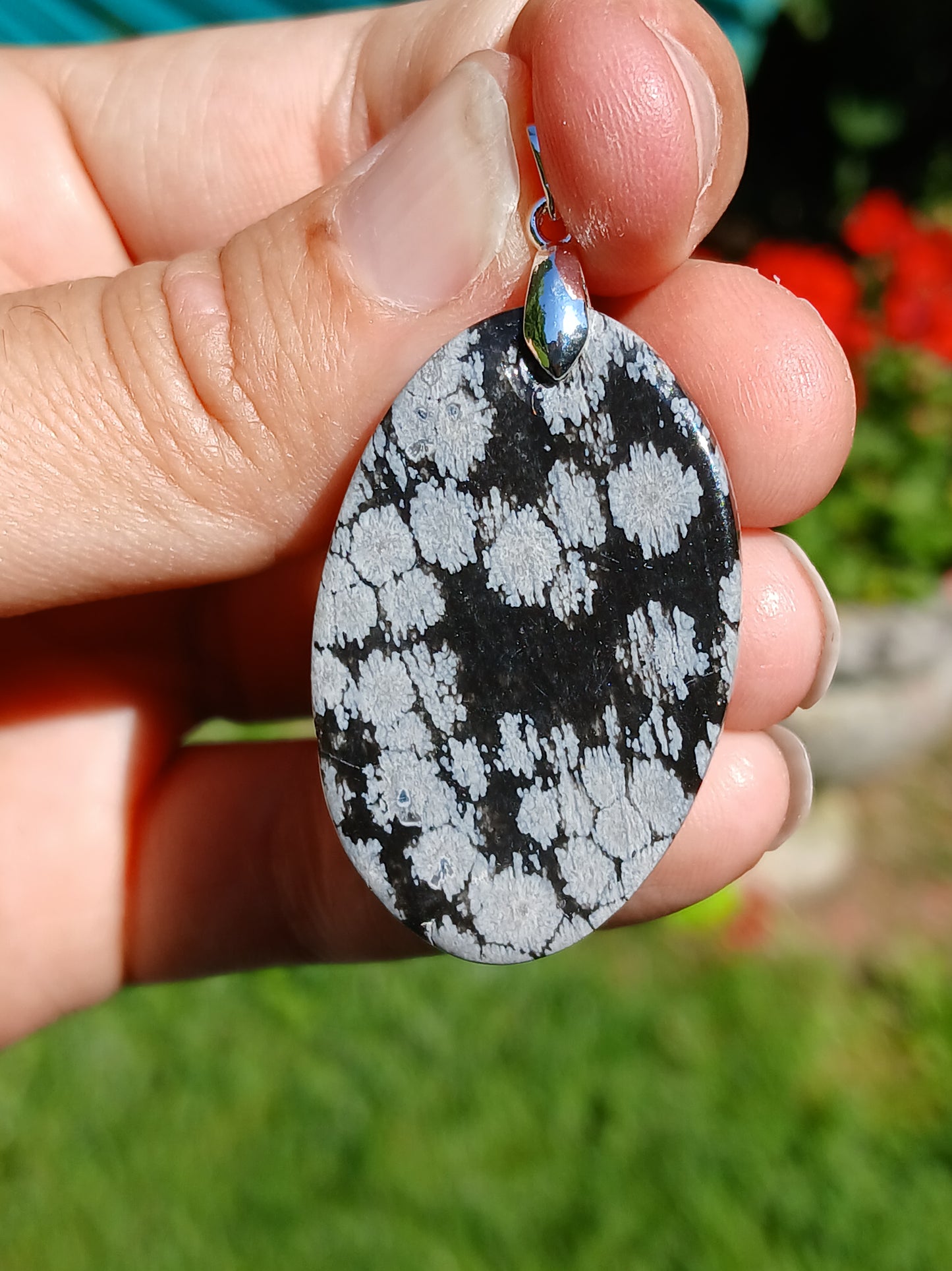 Pendentif Obsidienne flocons de neige n°7