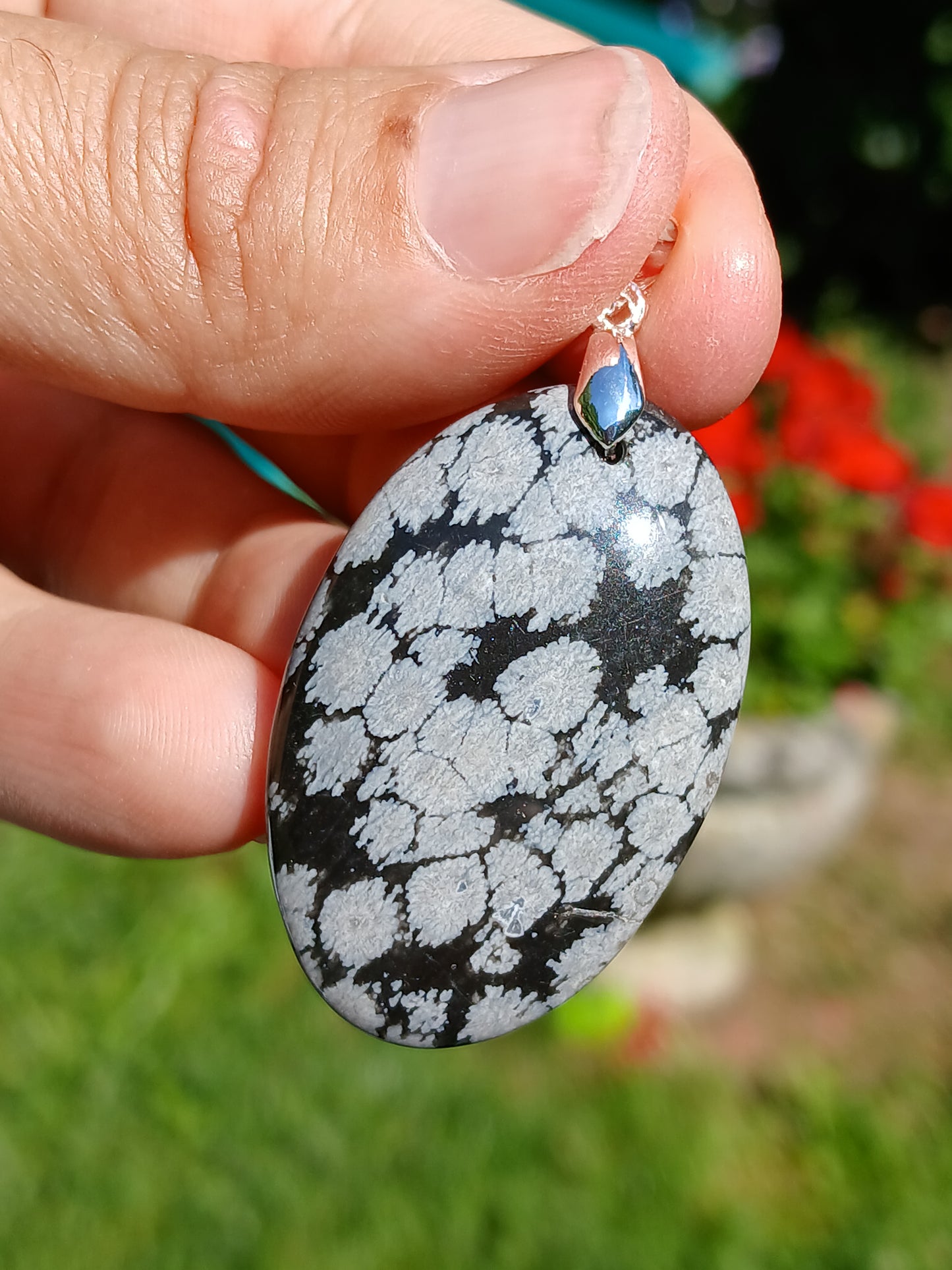 Pendentif Obsidienne flocons de neige n°7