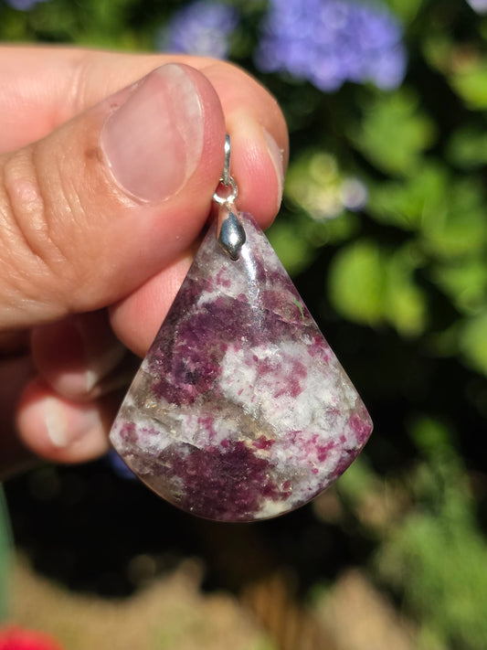 Pendentif Rubellite (Tourmaline rose) sur Quartz