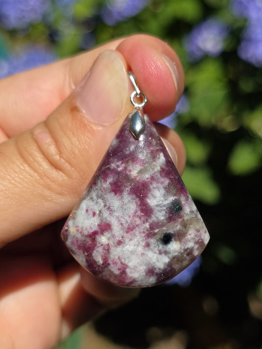 Pendentif Rubellite (Tourmaline rose) sur Quartz