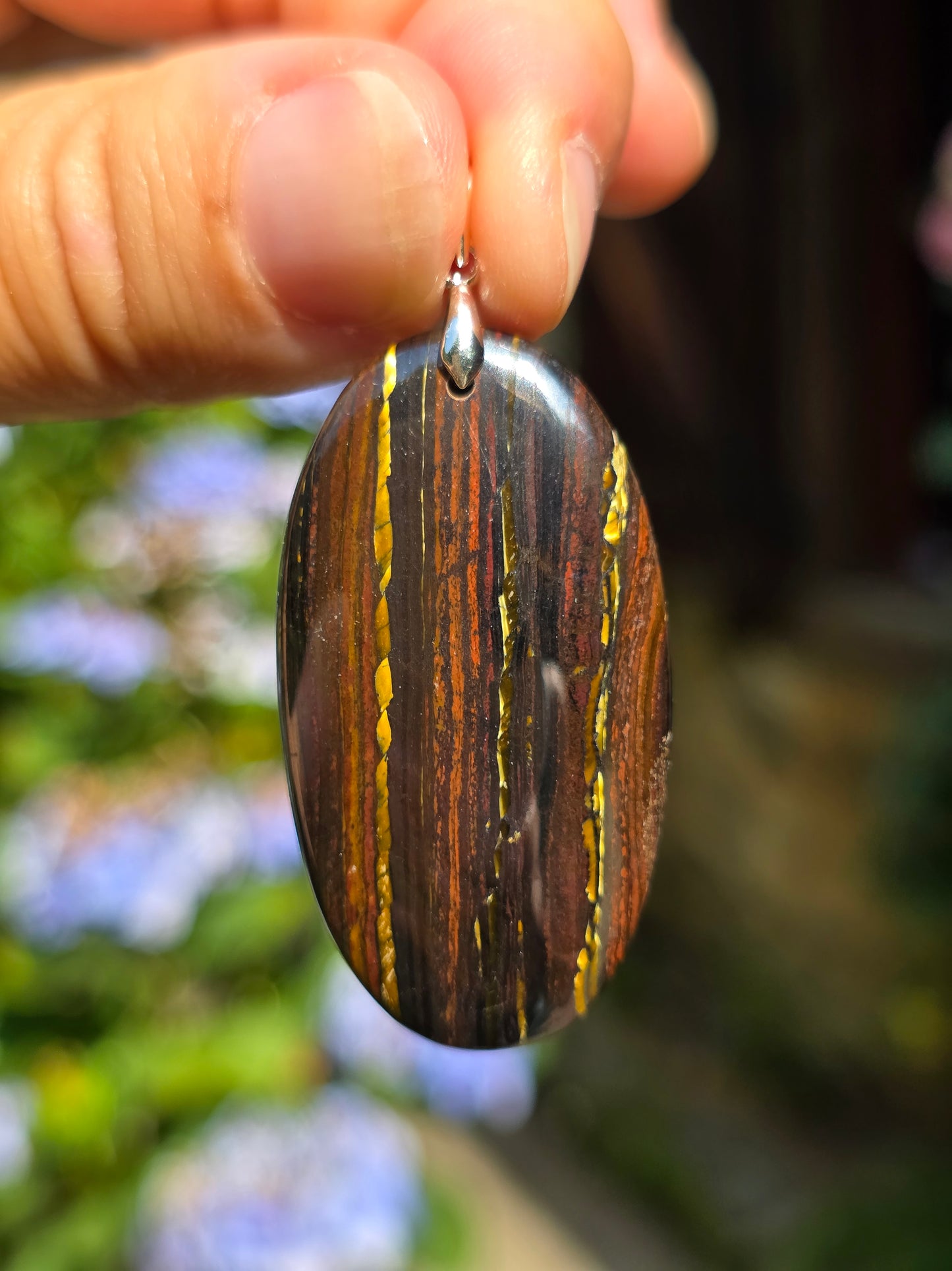 Pendentif Œil de fer (hématite, Jaspe rouge, Œil de tigre) n°3