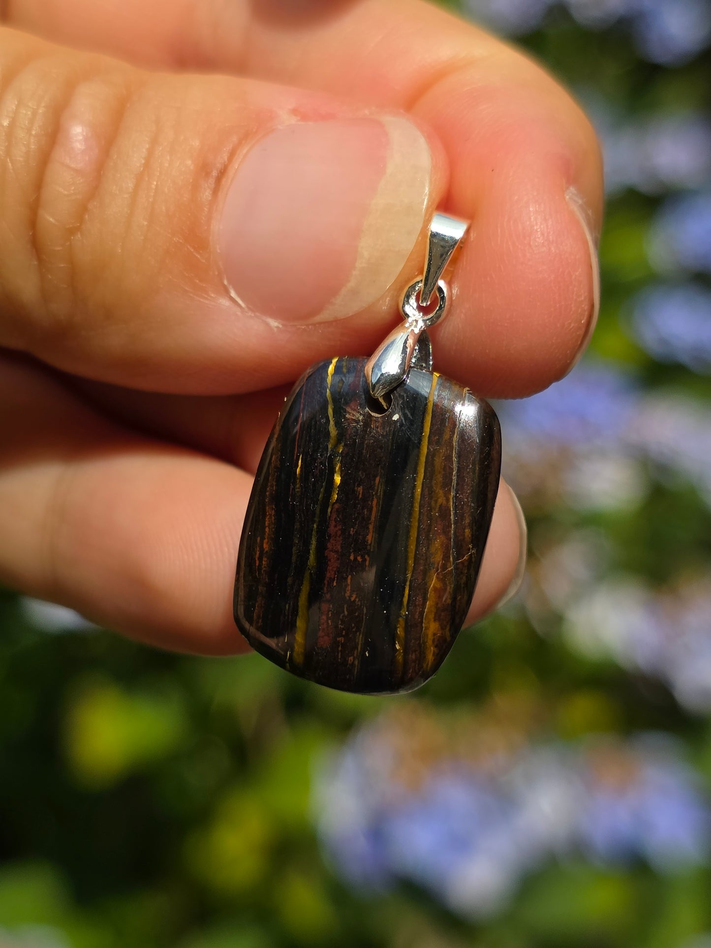 Pendentif Œil de fer (hématite, Jaspe rouge, Œil de tigre) n°7