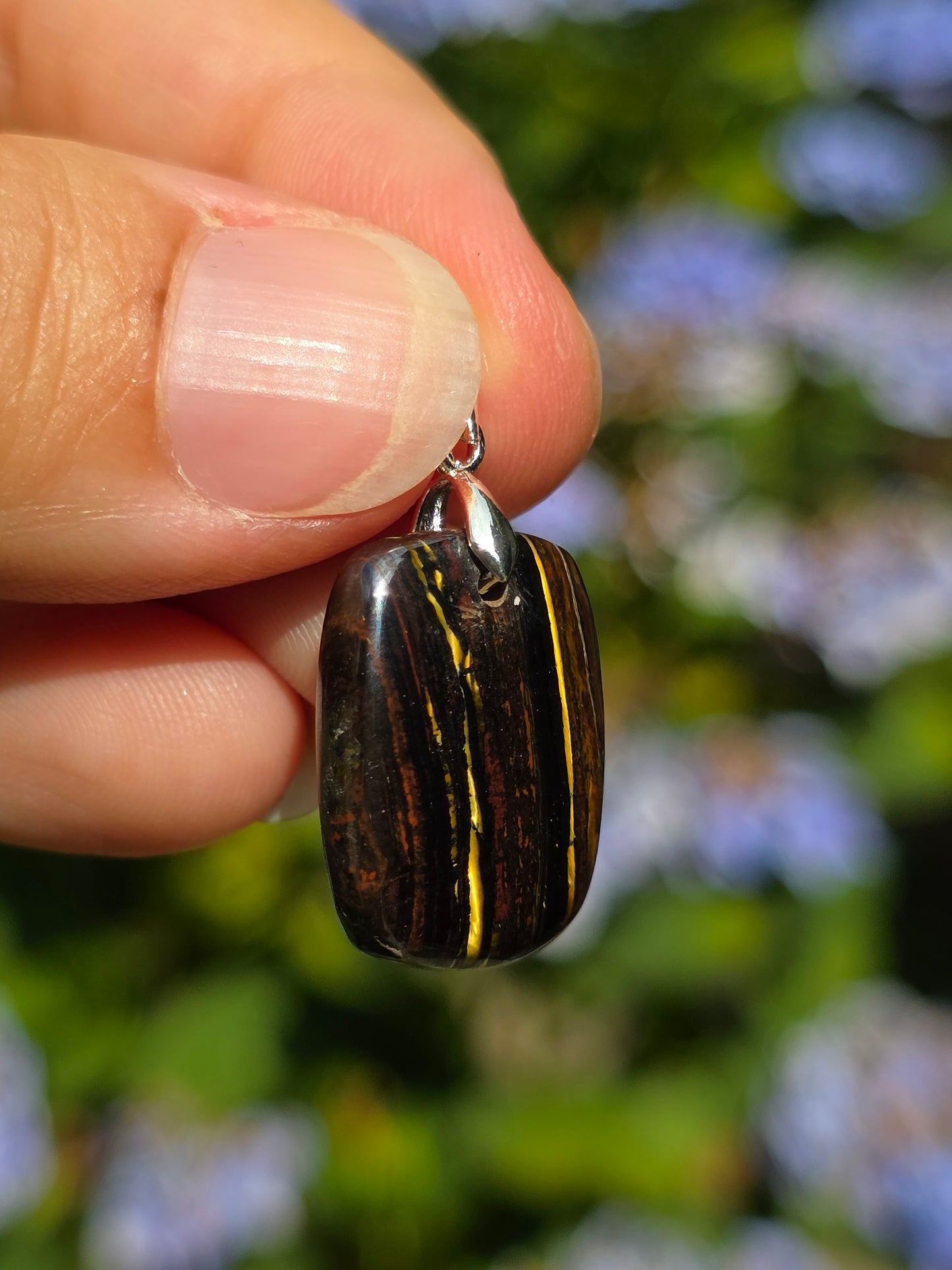 Pendentif Œil de fer (hématite, Jaspe rouge, Œil de tigre) n°7