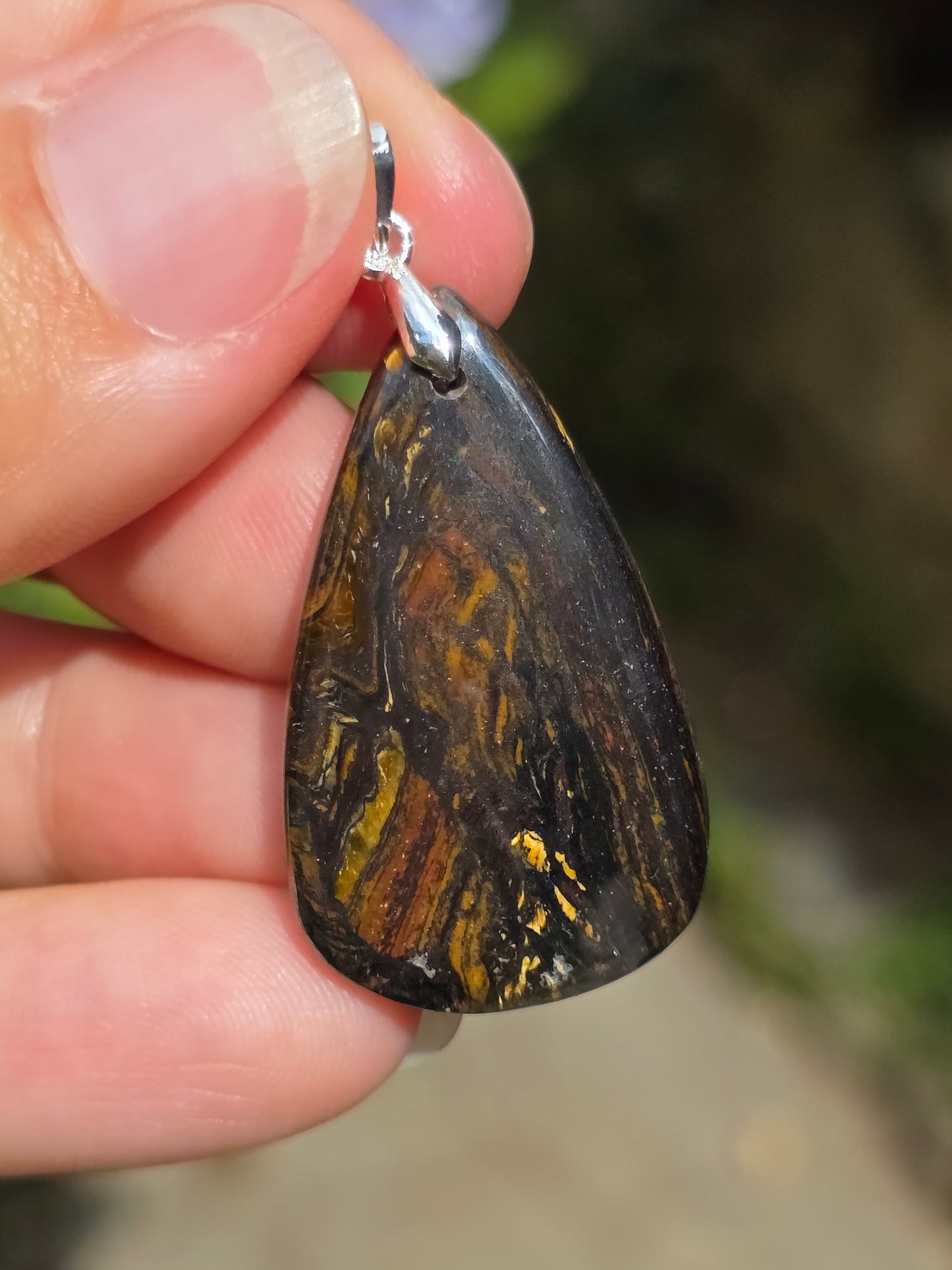 Pendentif Œil de fer (hématite, Jaspe rouge, Œil de tigre) n°9