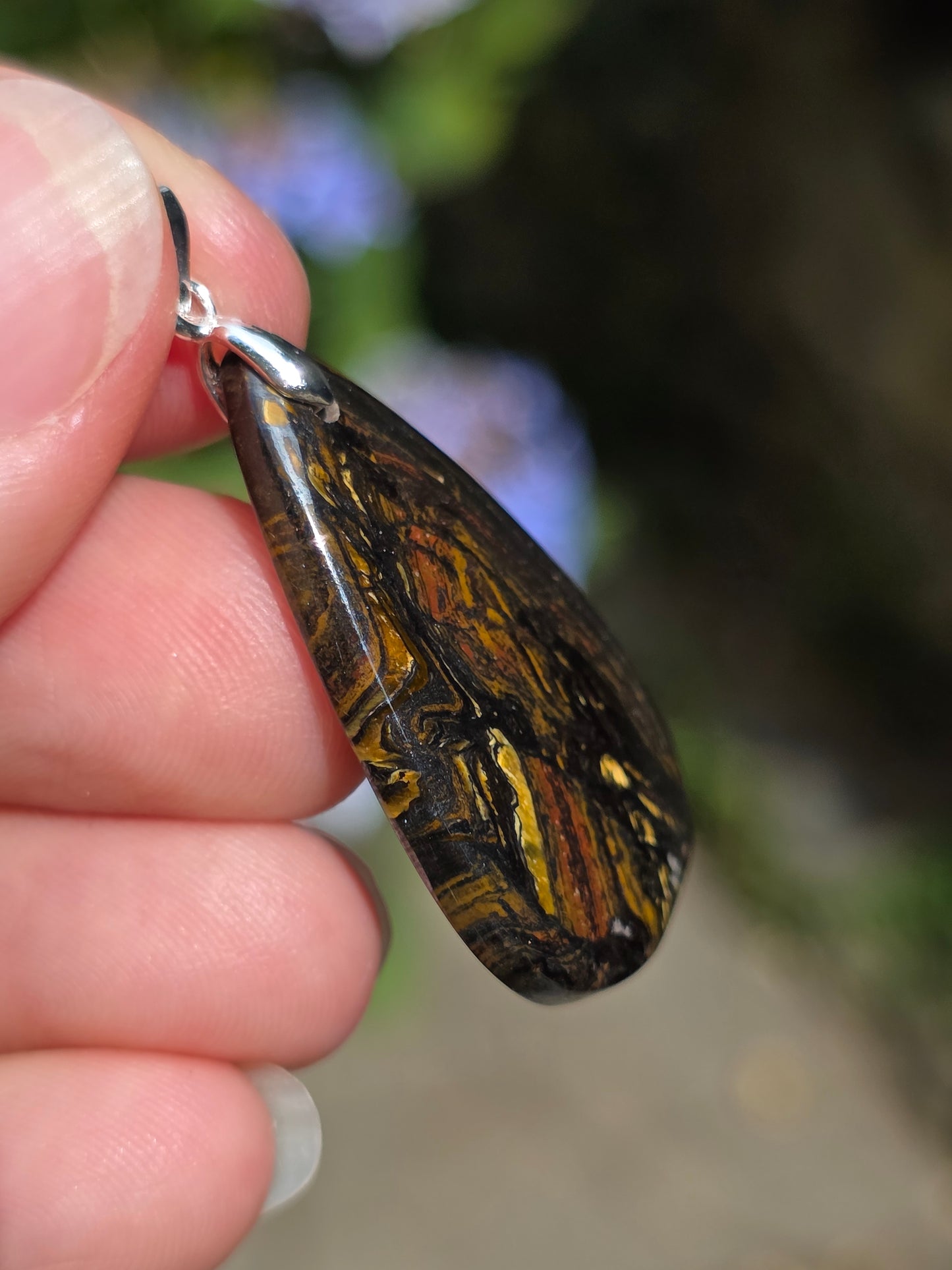 Pendentif Œil de fer (hématite, Jaspe rouge, Œil de tigre) n°9