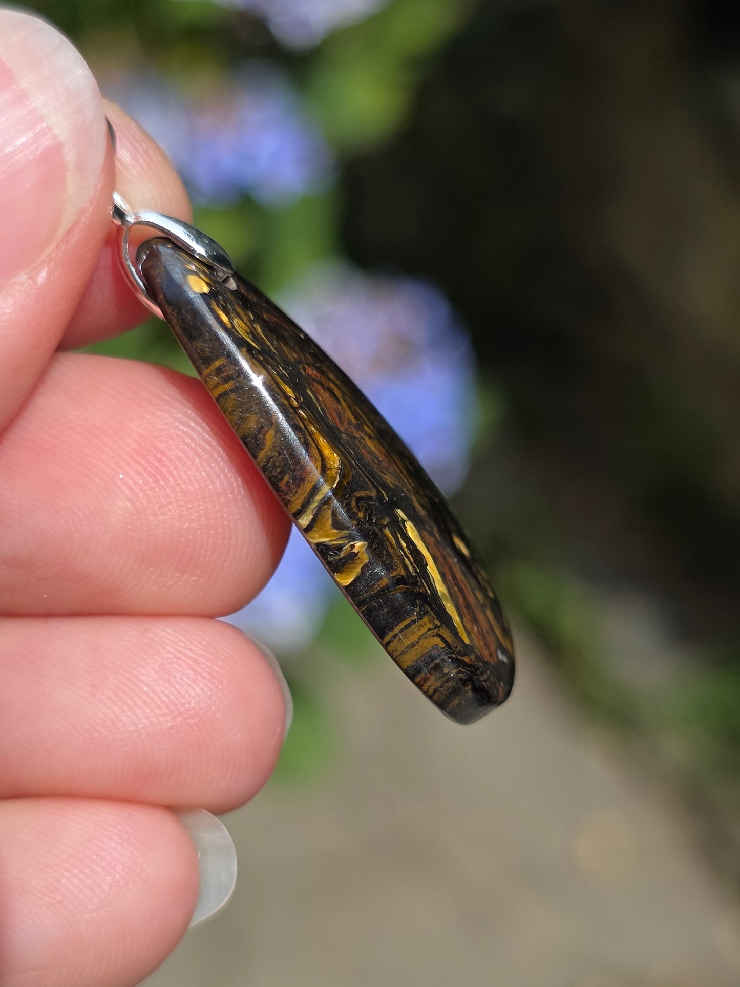 Pendentif Œil de fer (hématite, Jaspe rouge, Œil de tigre) n°9