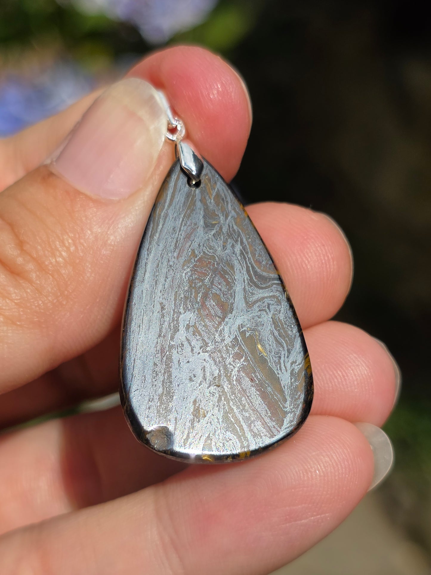 Pendentif Œil de fer (hématite, Jaspe rouge, Œil de tigre) n°9