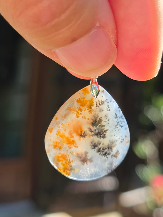Pendentif Agate dendritique d'Inde n°11