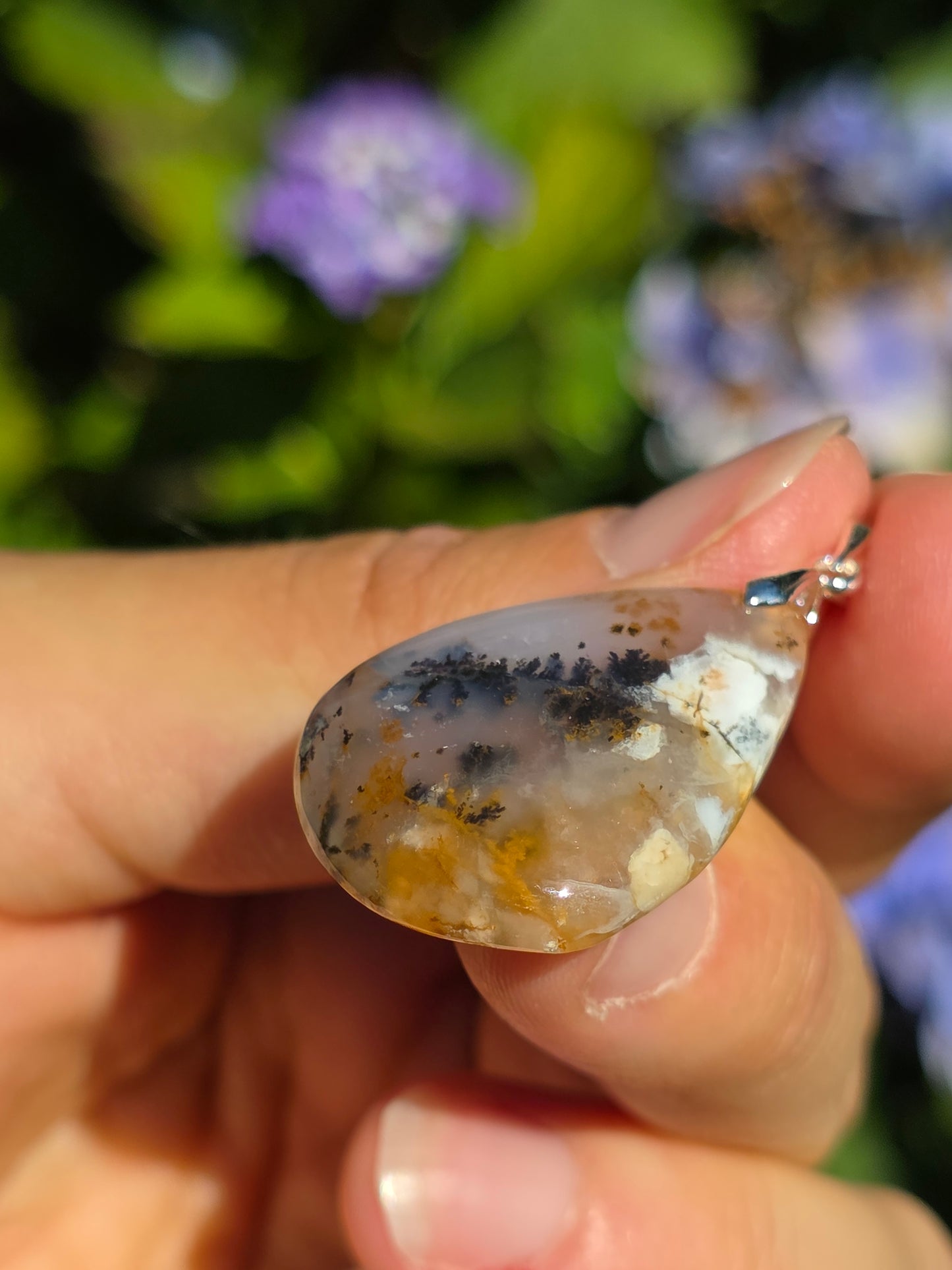 Pendentif Agate dendritique d'Inde n°14